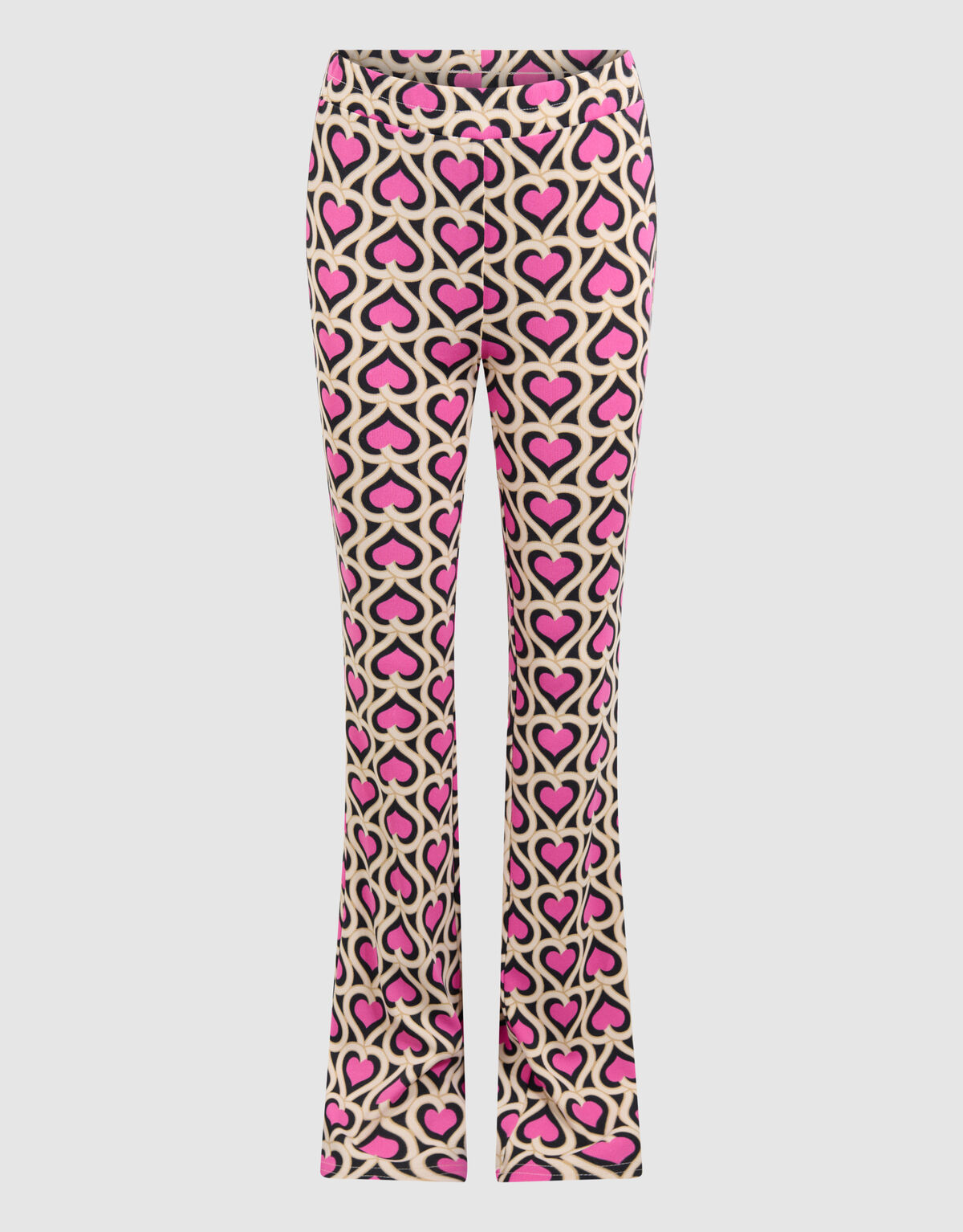 Heart Printed Rib Flared Legging Roze SHOEBY GIRLS