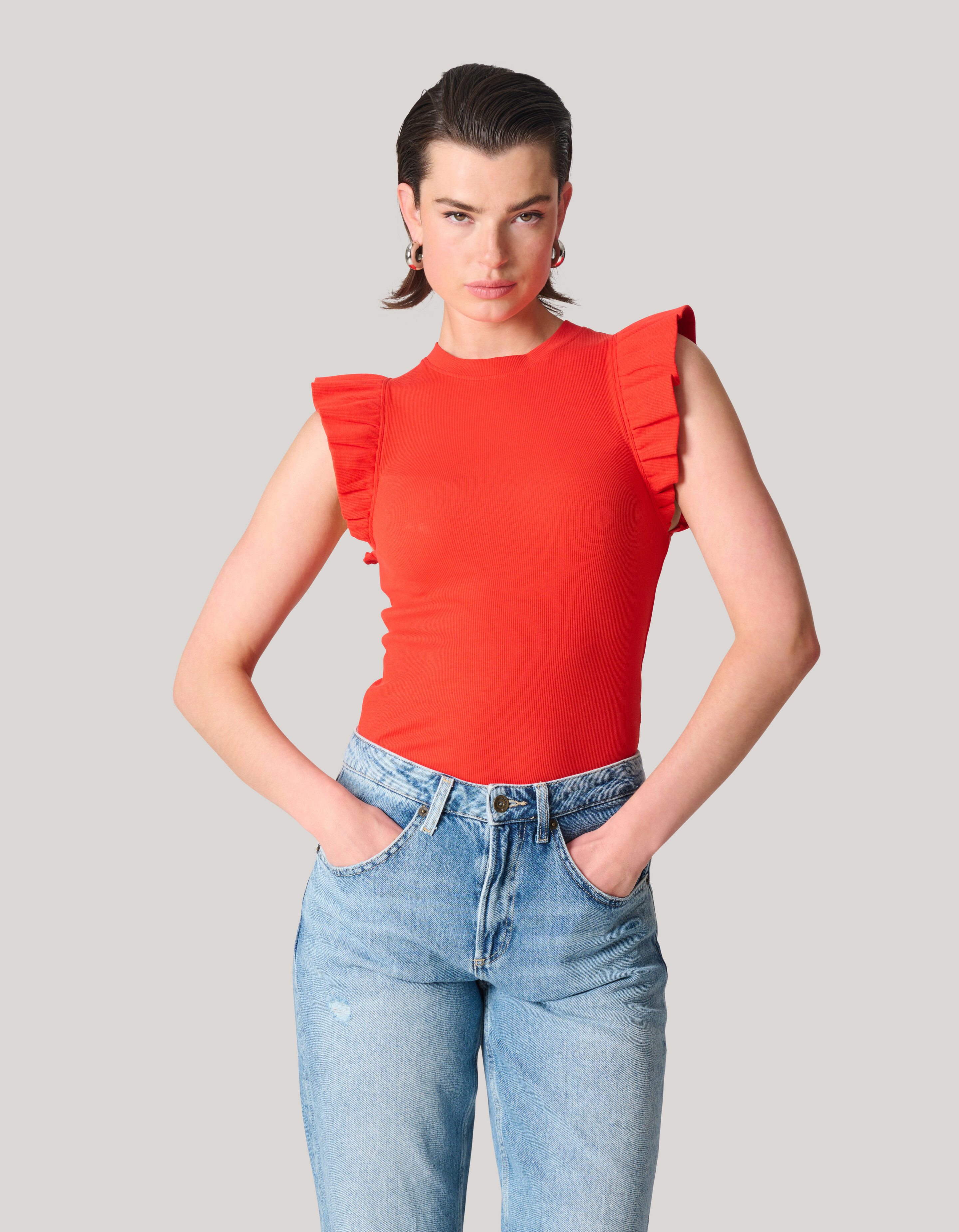 Jersey Ruffle Top Rood SHOEBY WOMEN