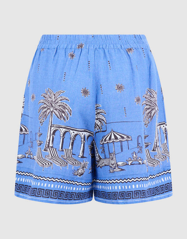 Palm Print Short Blauw SHOEBY WOMEN