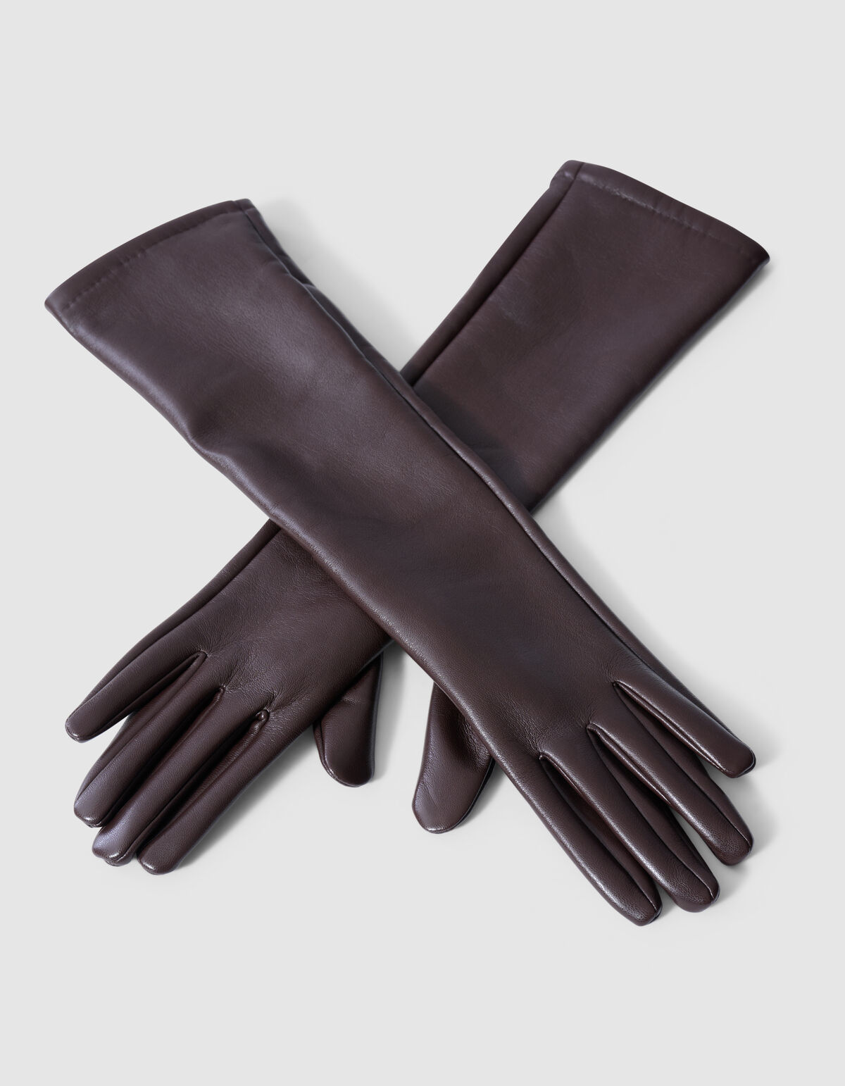 Lange Vegan Leren Handschoenen Donkerbruin SHOEBY ACCESSOIRES