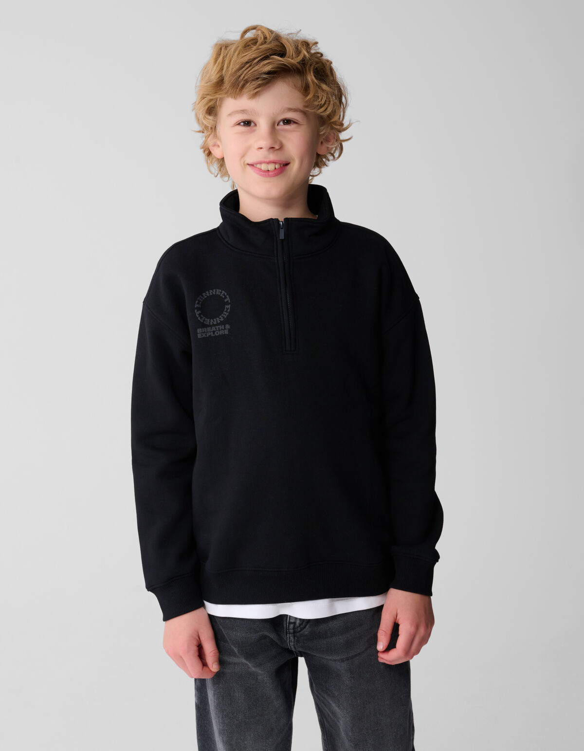 Half Zip Sweater Zwart SHOEBY BOYS