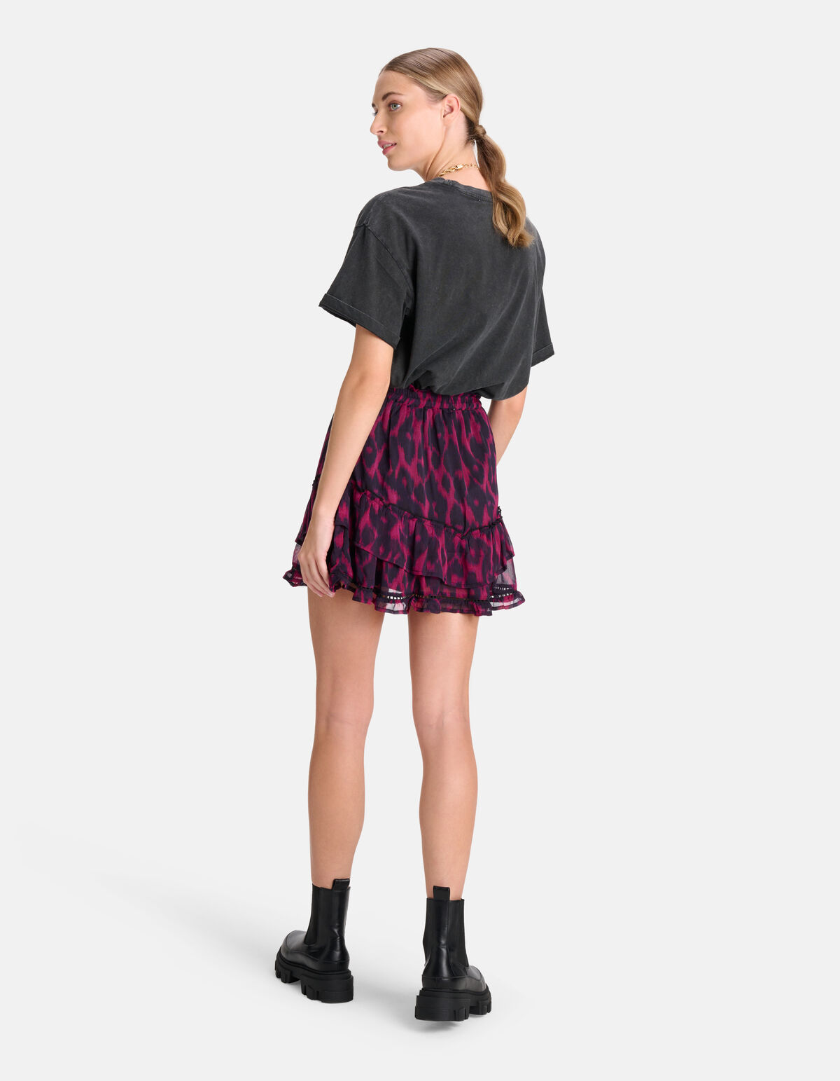 Print Washed T-shirt Donkergrijs SHOEBY WOMEN