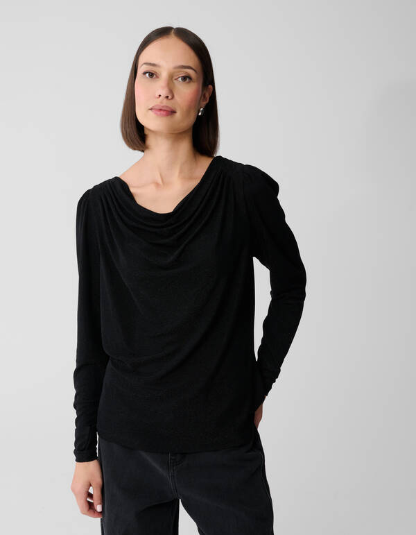 Glitter Drape Top Zwart SHOEBY WOMEN