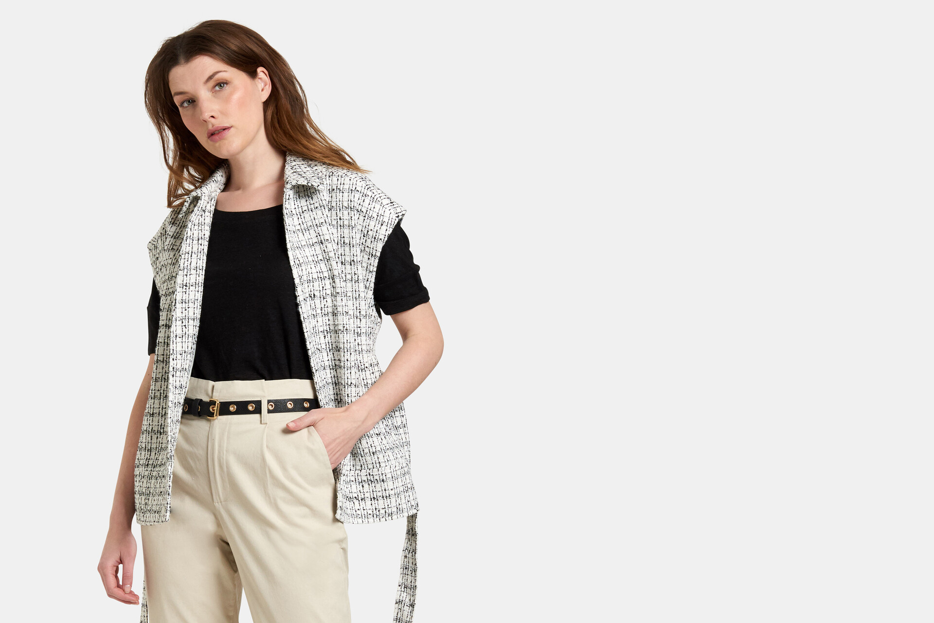 Sleeveless Tweed Gilet Eksept