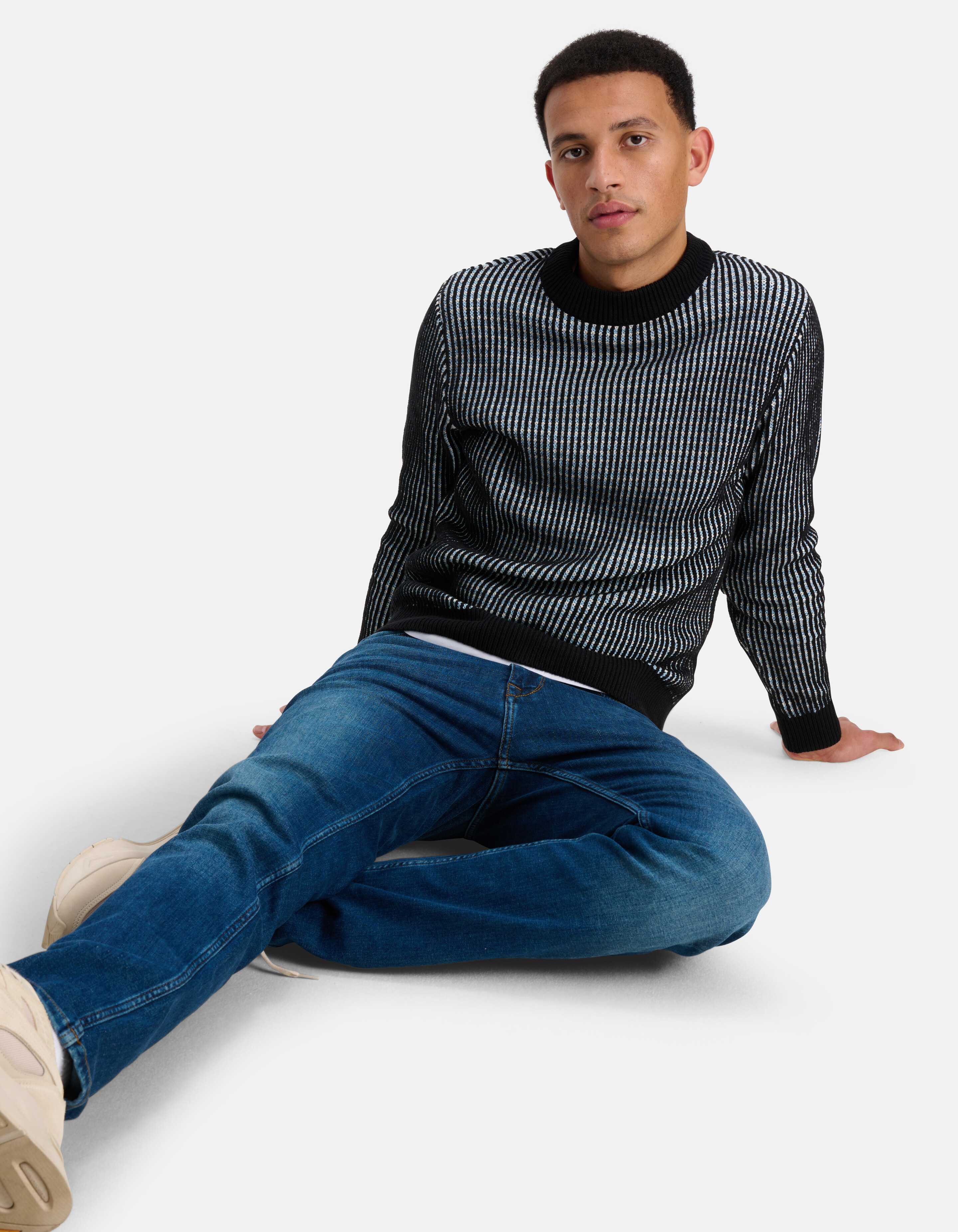 Gedetailleerde Gebreide Trui Blauw SHOEBY MEN