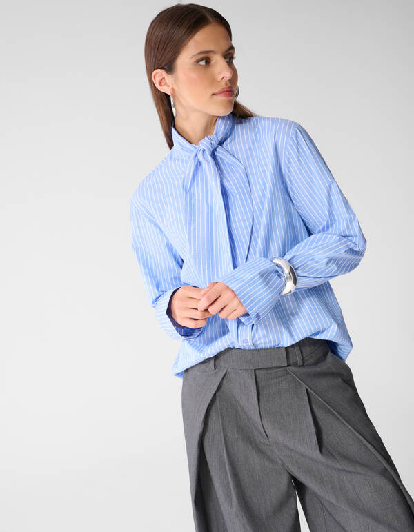 Oversized Scarf Blouse Lichtblauw SHOEBY WOMEN