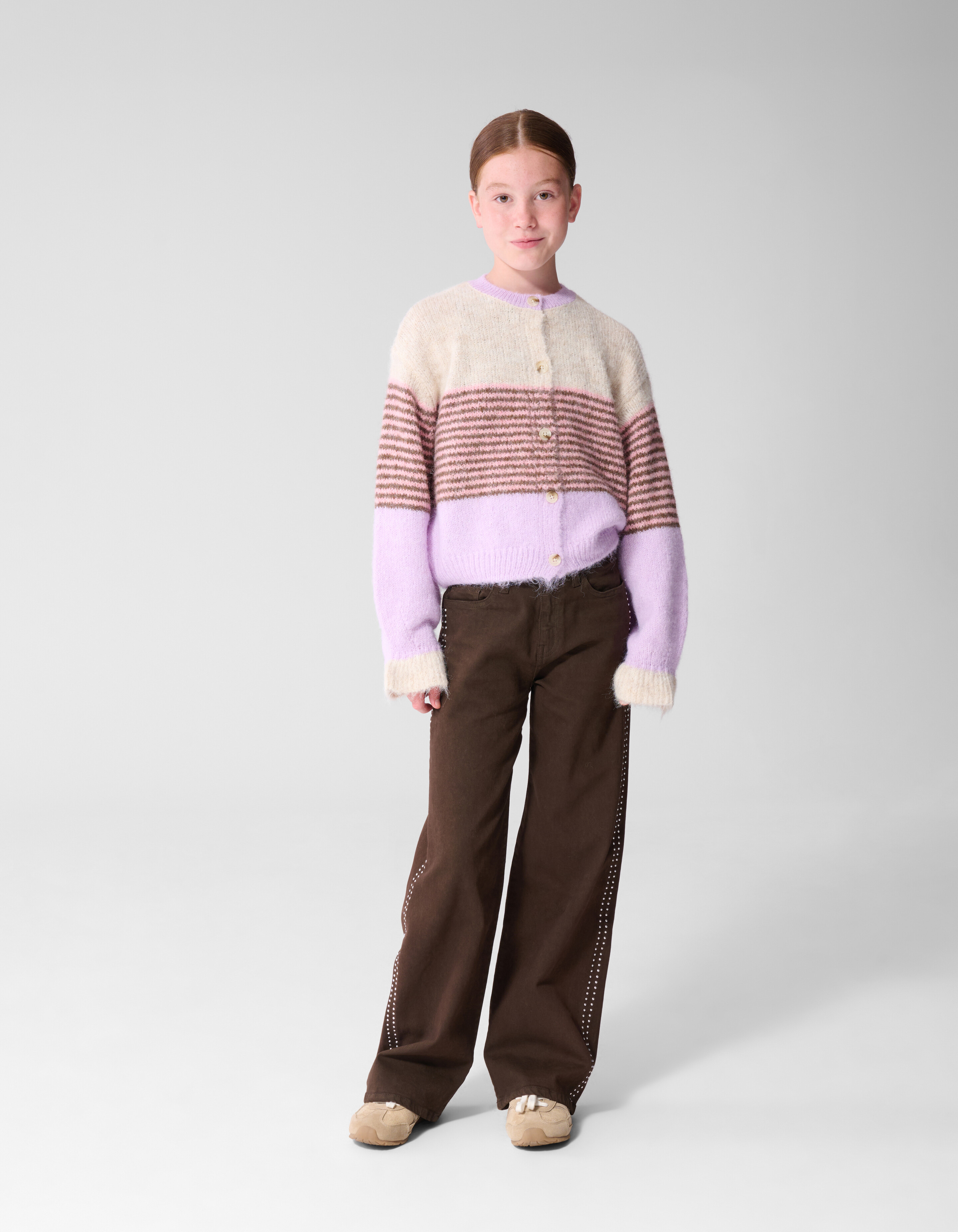 Fluffy Gestreept Vest Gebroken Wit/Paars SHOEBY GIRLS