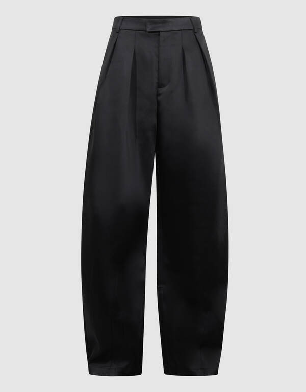 Heavy Satijnen Barrel Fit Broek Zwart SHOEBY WOMEN
