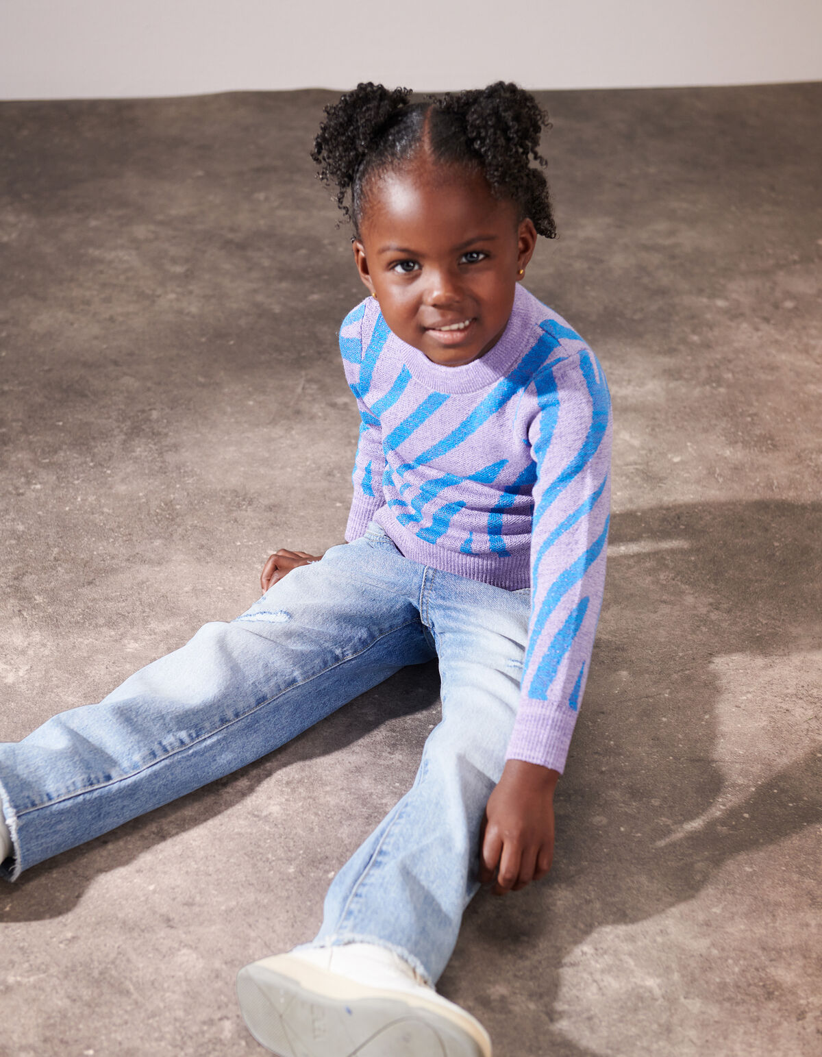 Zebra Glitter Trui Blauw SHOEBY GIRLS