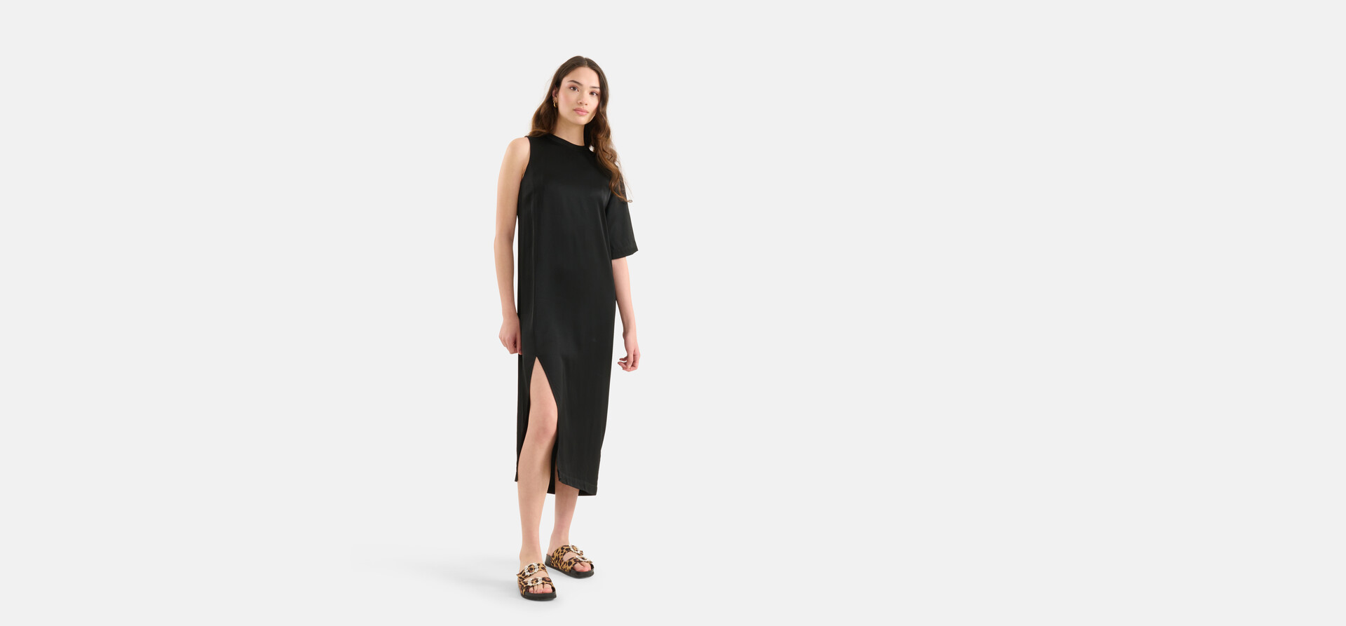 Satijnen T-shirt Jurk Zwart SHOEBY WOMEN