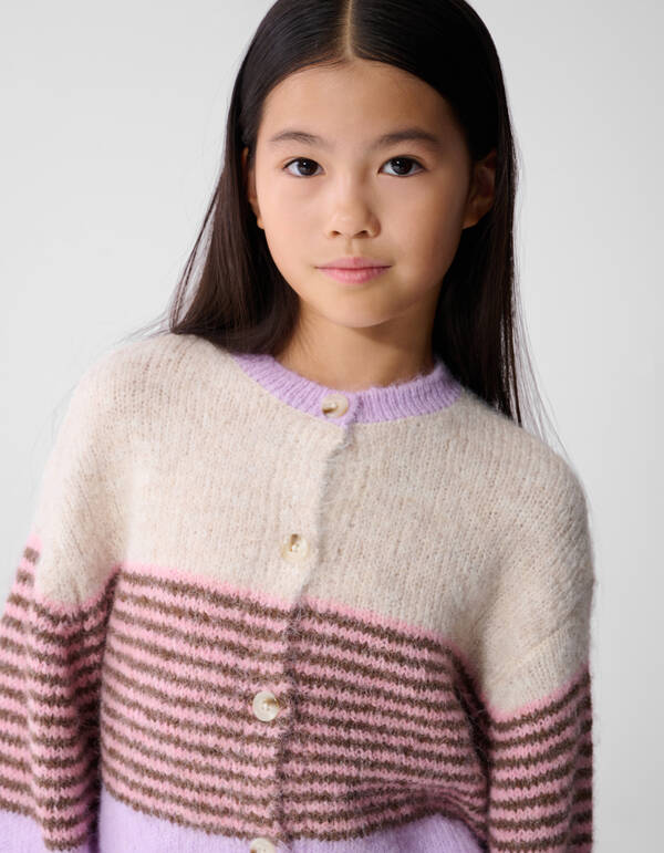 Fluffy Gestreept Vest Gebroken Wit/Paars SHOEBY GIRLS