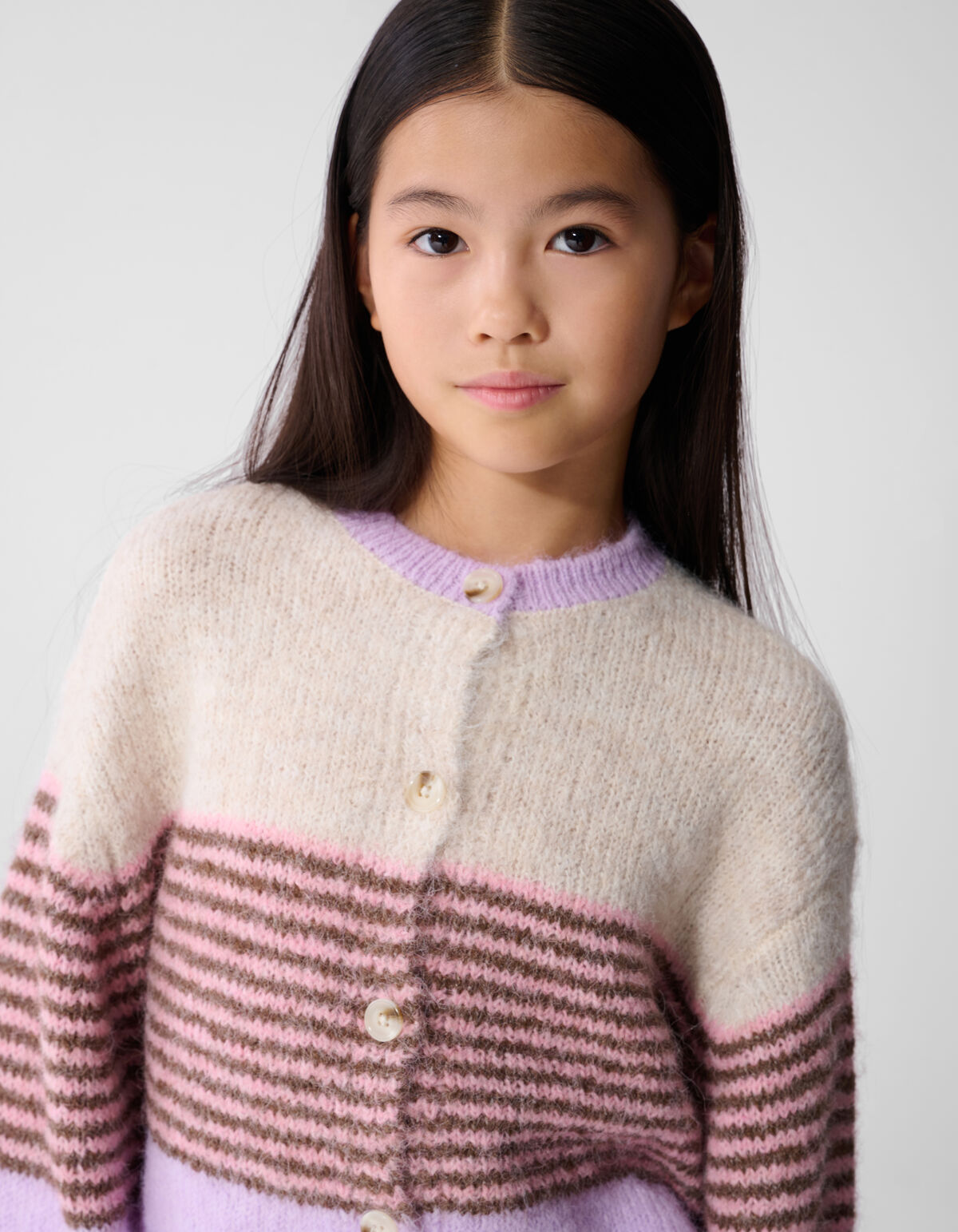 Fluffy Gestreept Vest Gebroken Wit/Paars SHOEBY GIRLS
