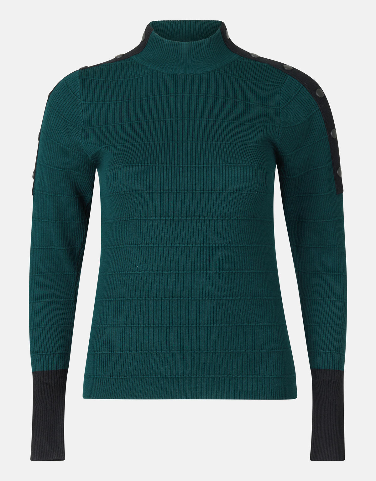 Knopen Detail Pullover Donkergroen SHOEBY WOMEN