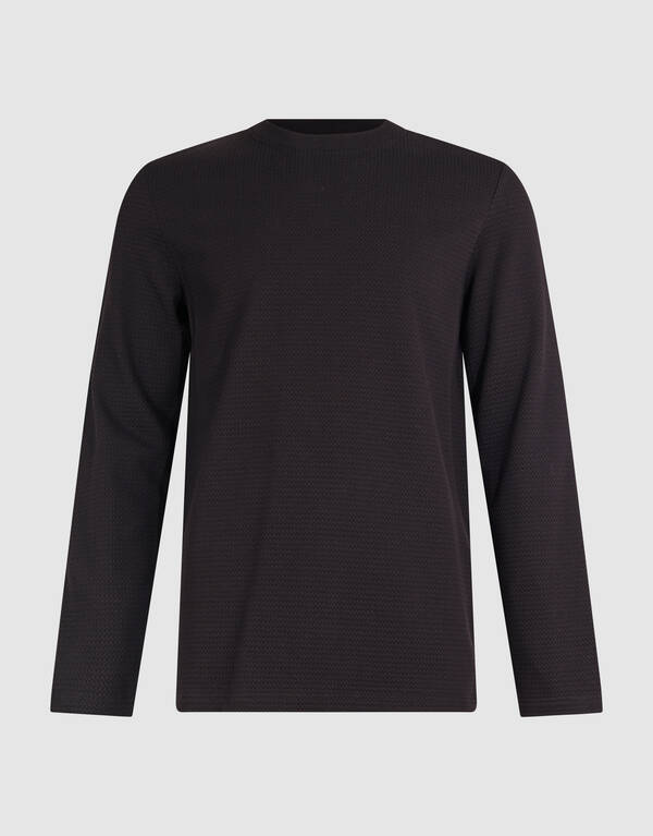 Structuur Longsleeve T-shirt Donkerbruin SHOEBY MEN
