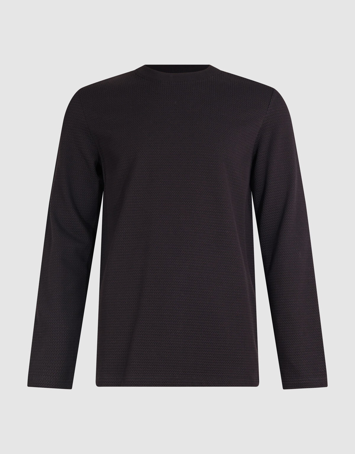 Structuur Longsleeve T-shirt Donkerbruin SHOEBY MEN