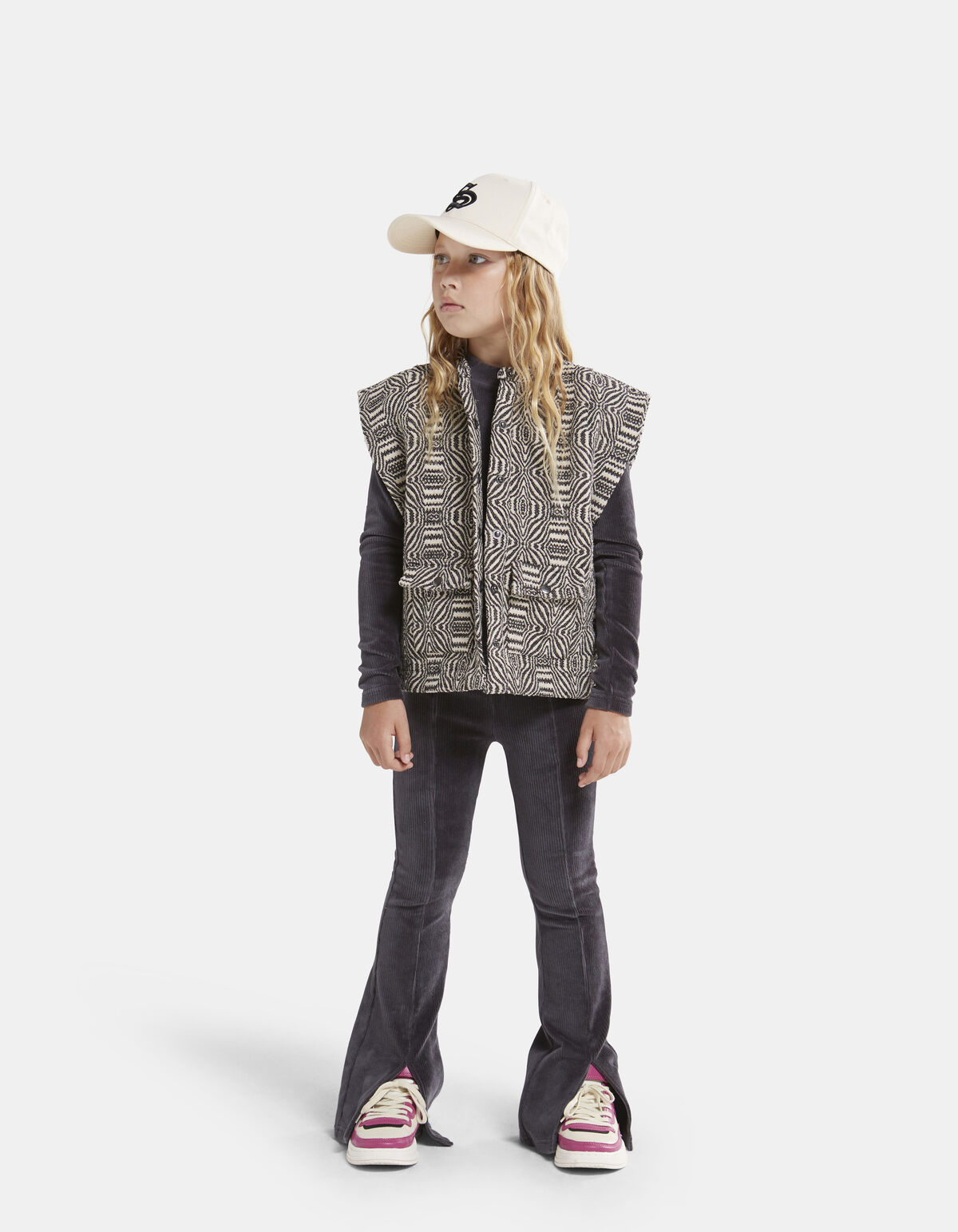Ribstof Split Broek Grijs SHOEBY GIRLS
