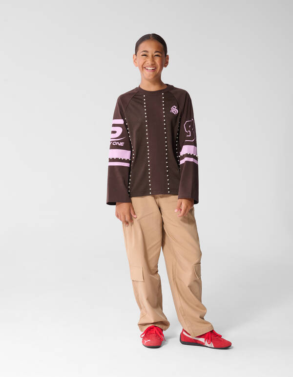 Parel Mesh Longsleeve Donkerbruin SHOEBY GIRLS