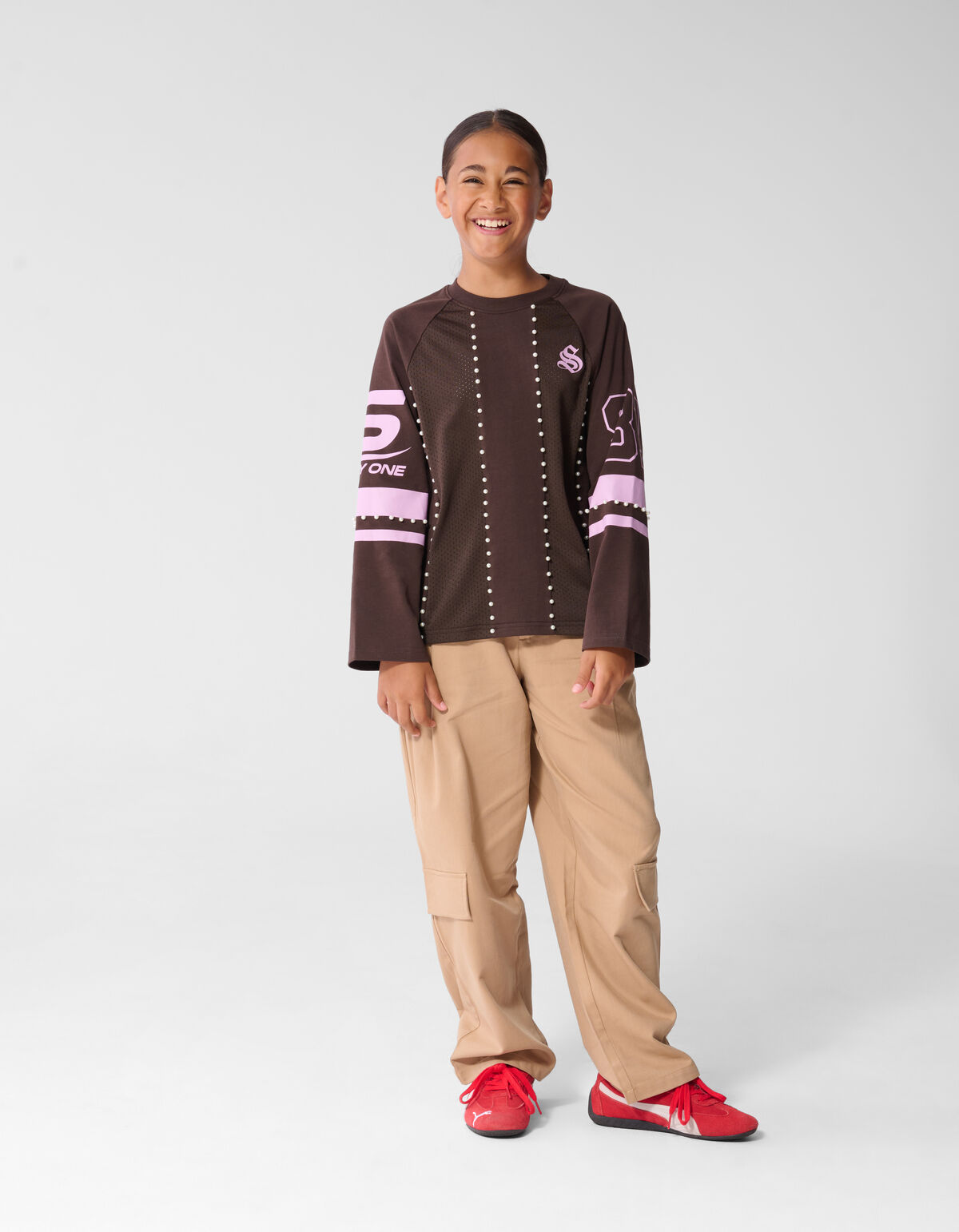 Parel Mesh Longsleeve Donkerbruin SHOEBY GIRLS