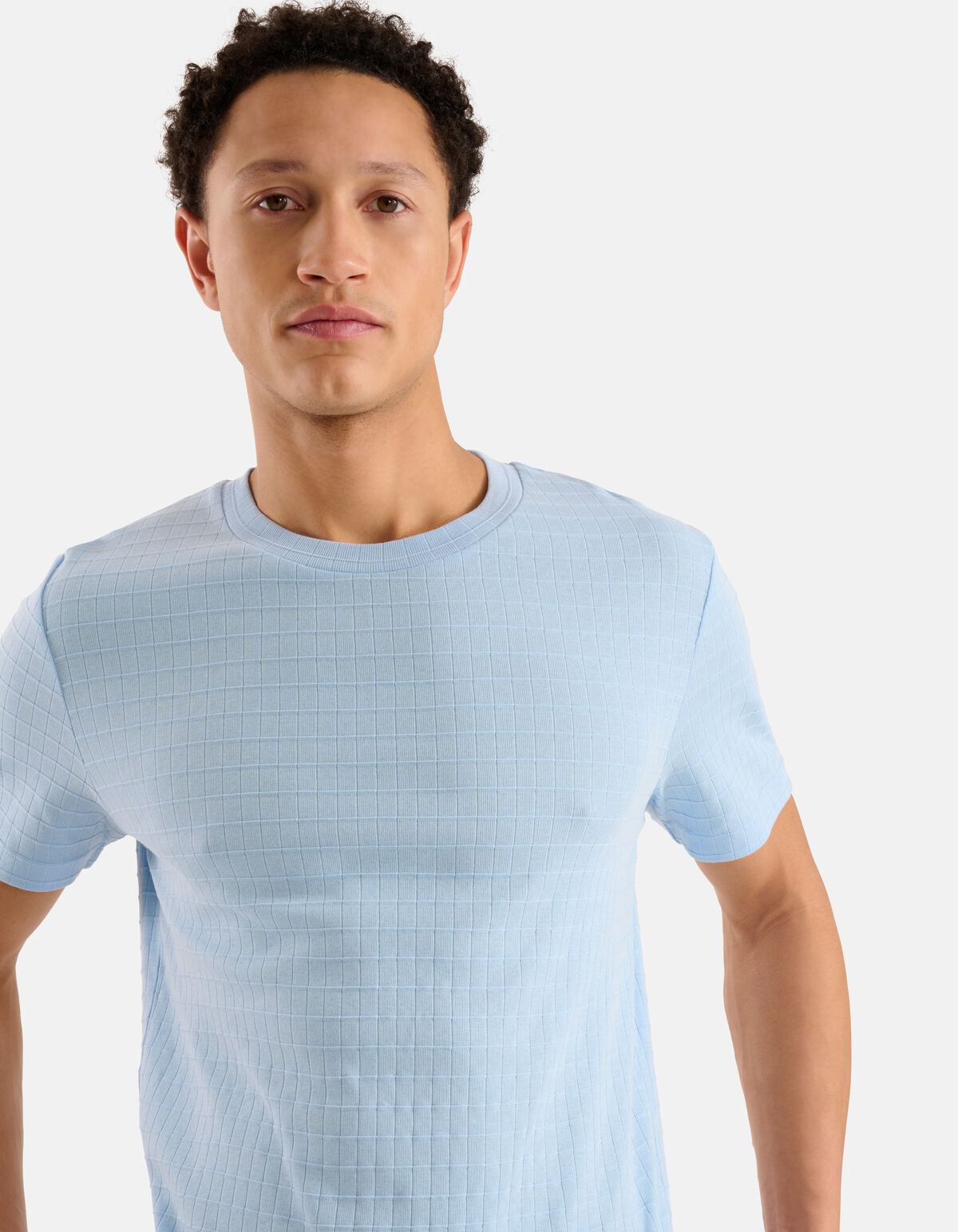 Structuur T-shirt Lichtblauw SHOEBY MEN