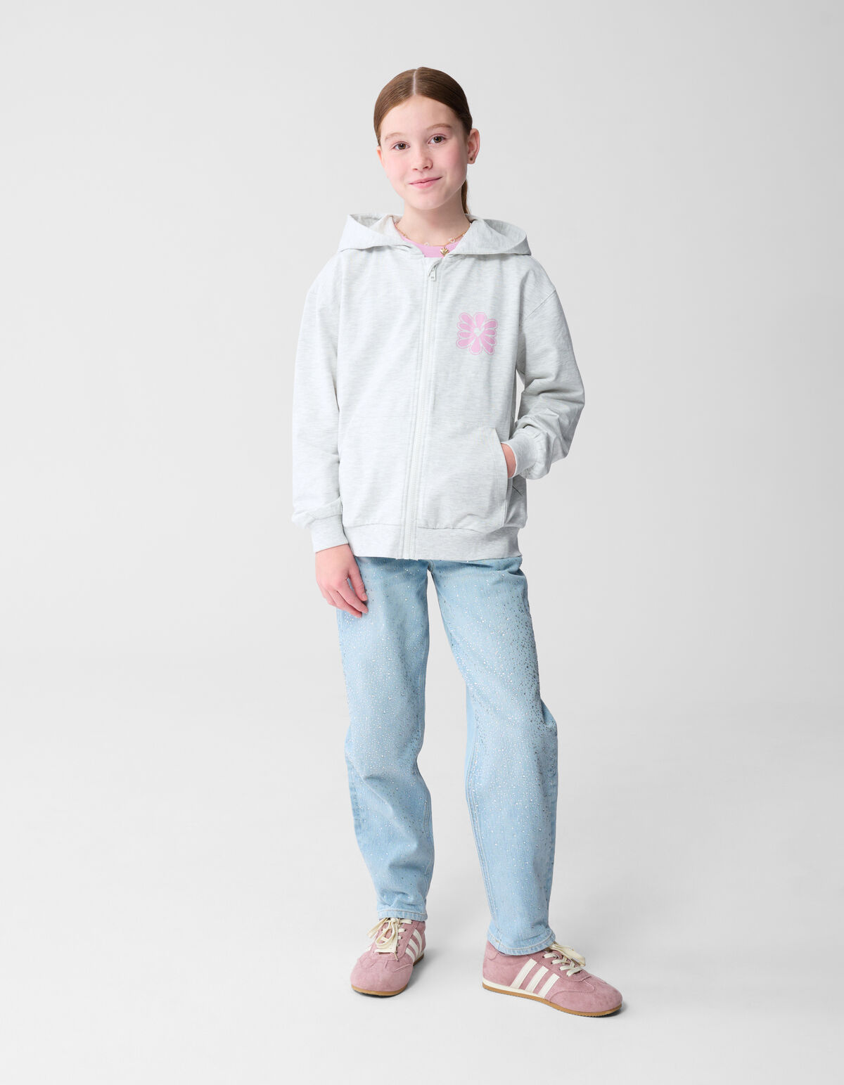 Bloem Artwork Vest Lichtgrijs SHOEBY GIRLS