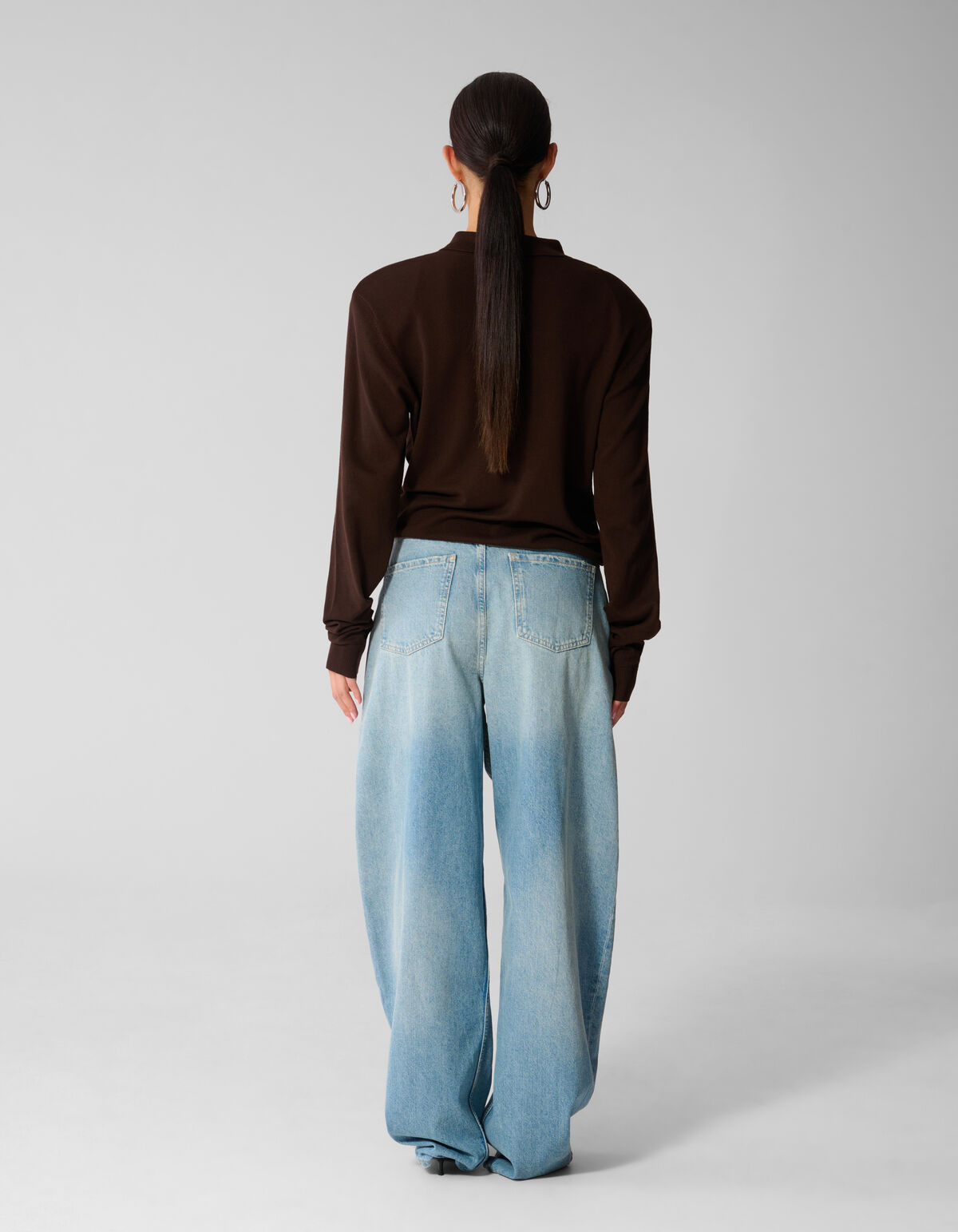Gebreide Polo Longsleeve Bruin SHOEBY WOMEN