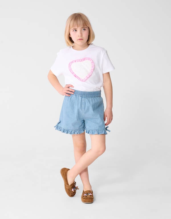 Ruffle Heart T-shirt Wit SHOEBY GIRLS