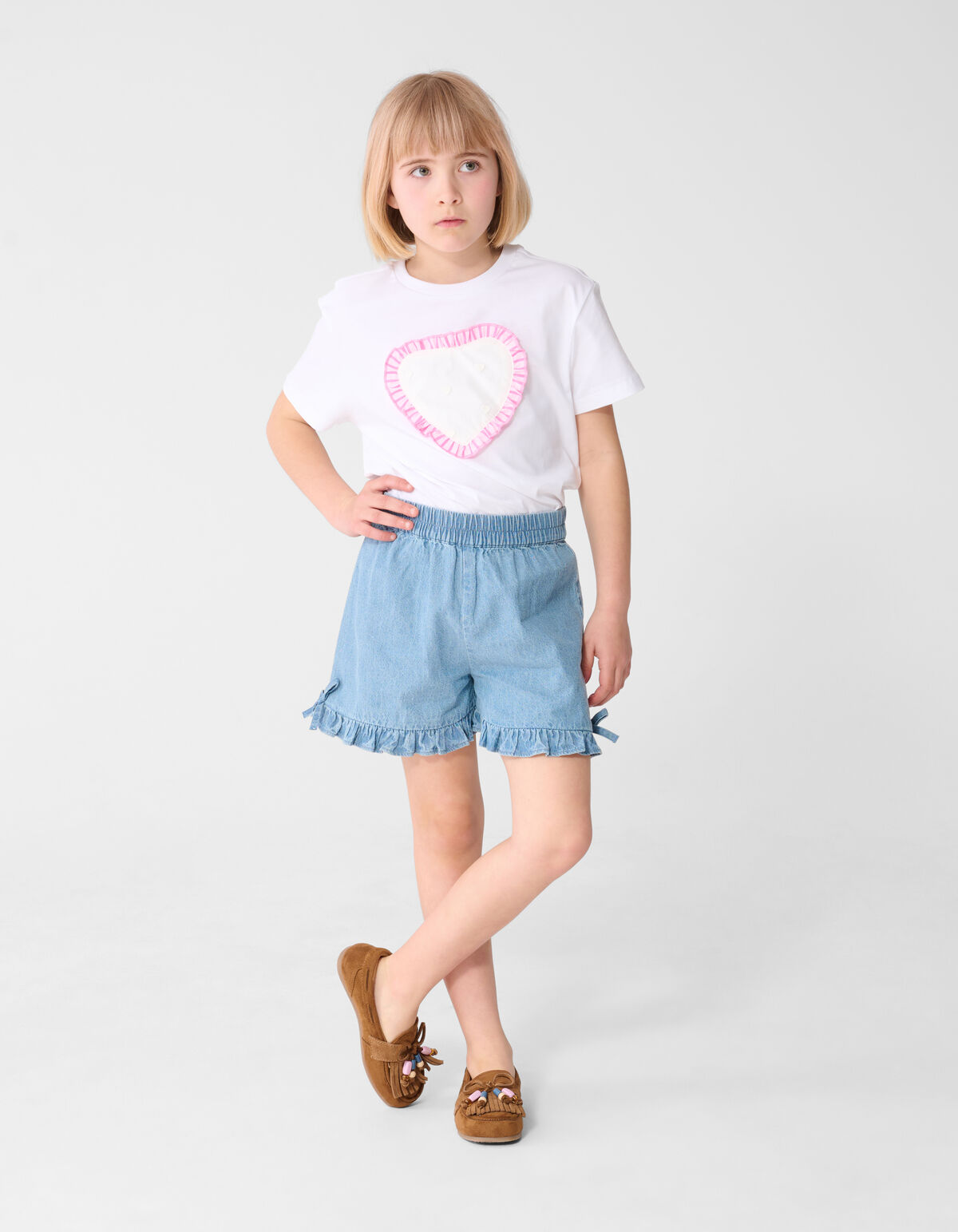 Ruffle Heart T-shirt Wit SHOEBY GIRLS