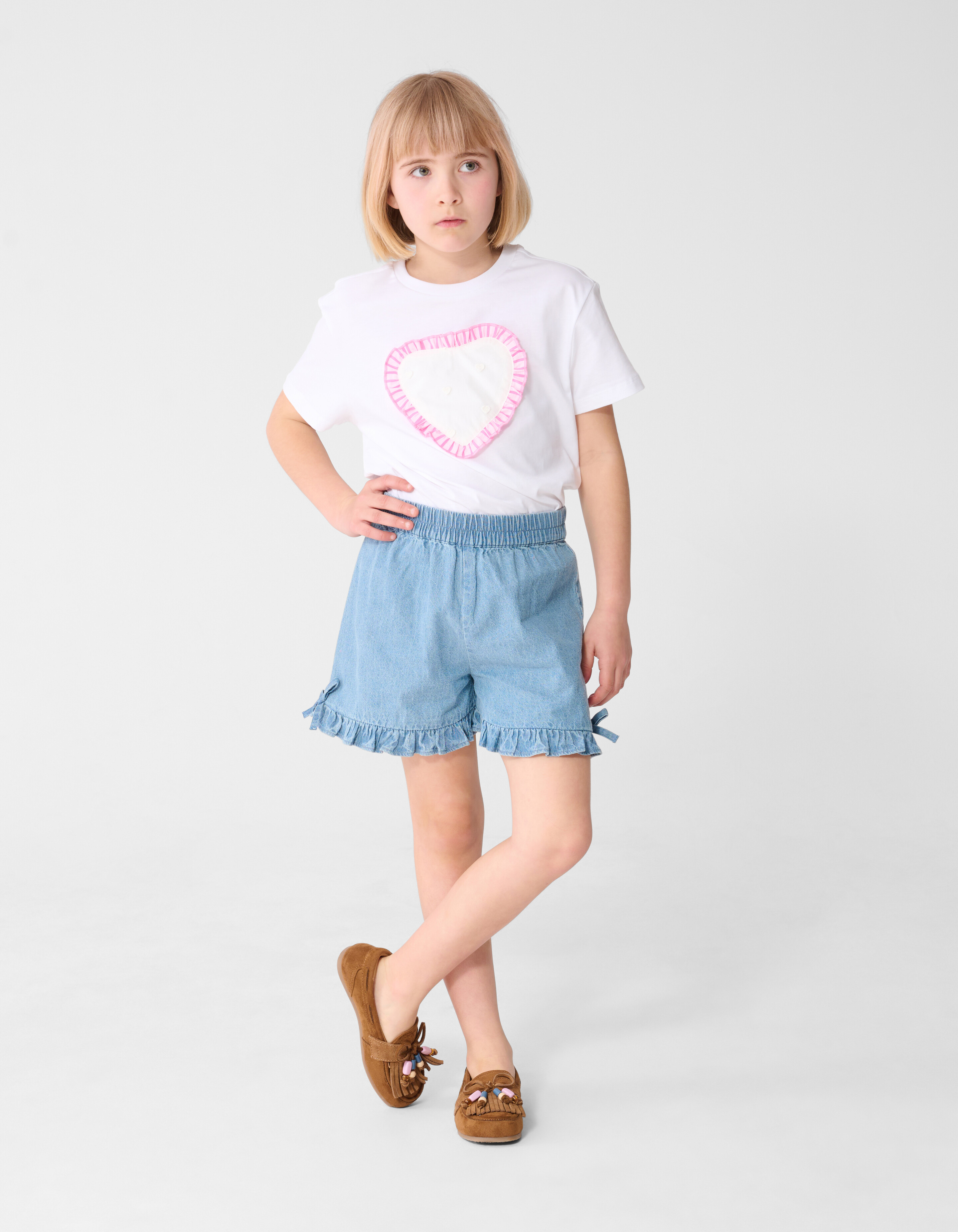 Ruffle Heart T-shirt Wit SHOEBY GIRLS