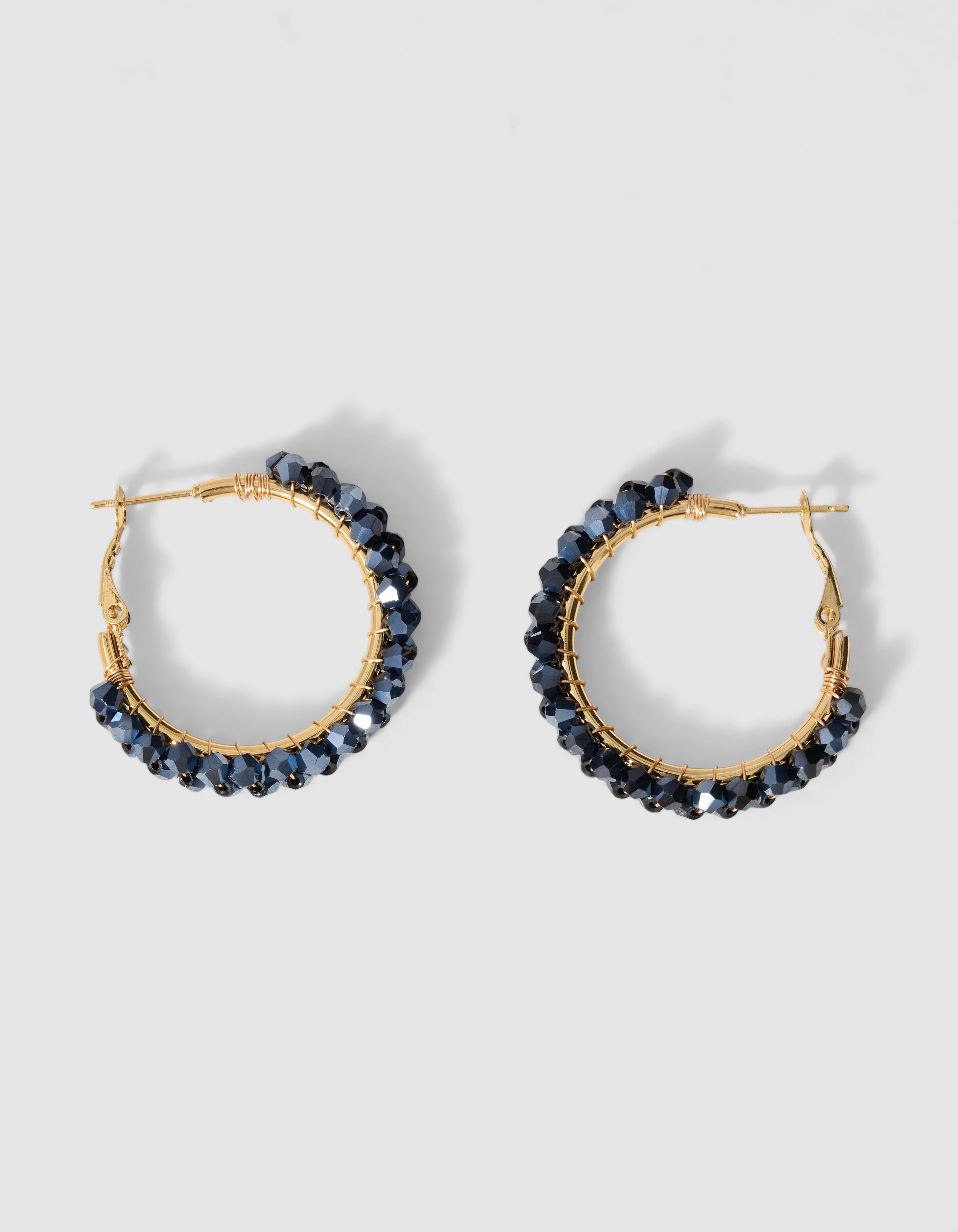 Beaded Hoop Oorbellen Blauw/Goud SHOEBY ACCESSOIRES