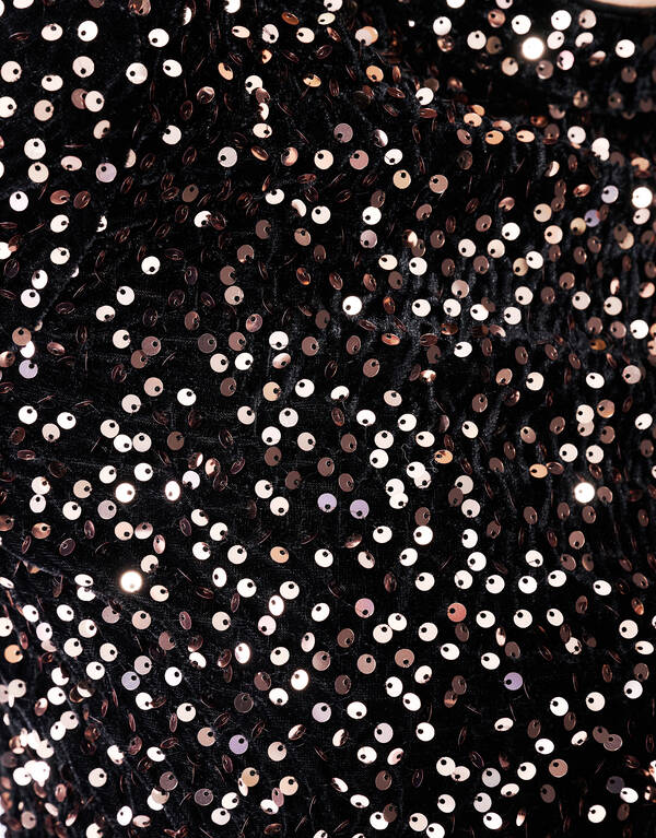 Sequin Flare Longsleeve Top Zwart SHOEBY WOMEN