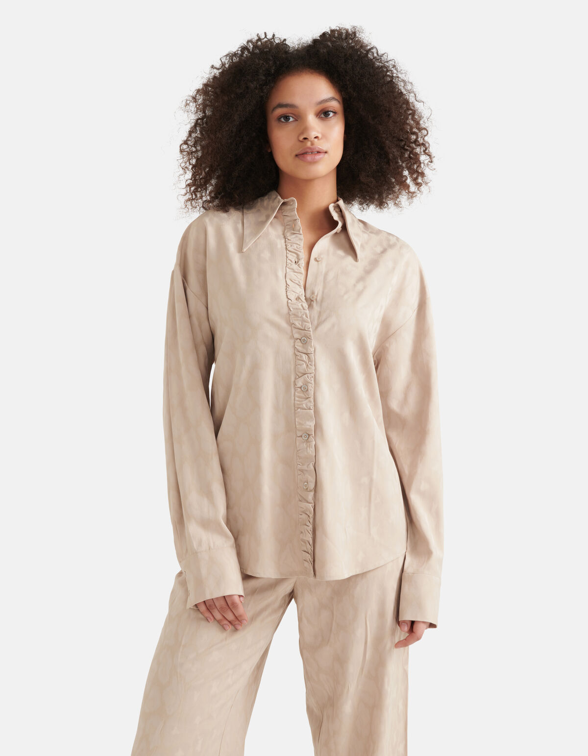 Satijnen Animal Blouse Sand SHOEBY WOMEN