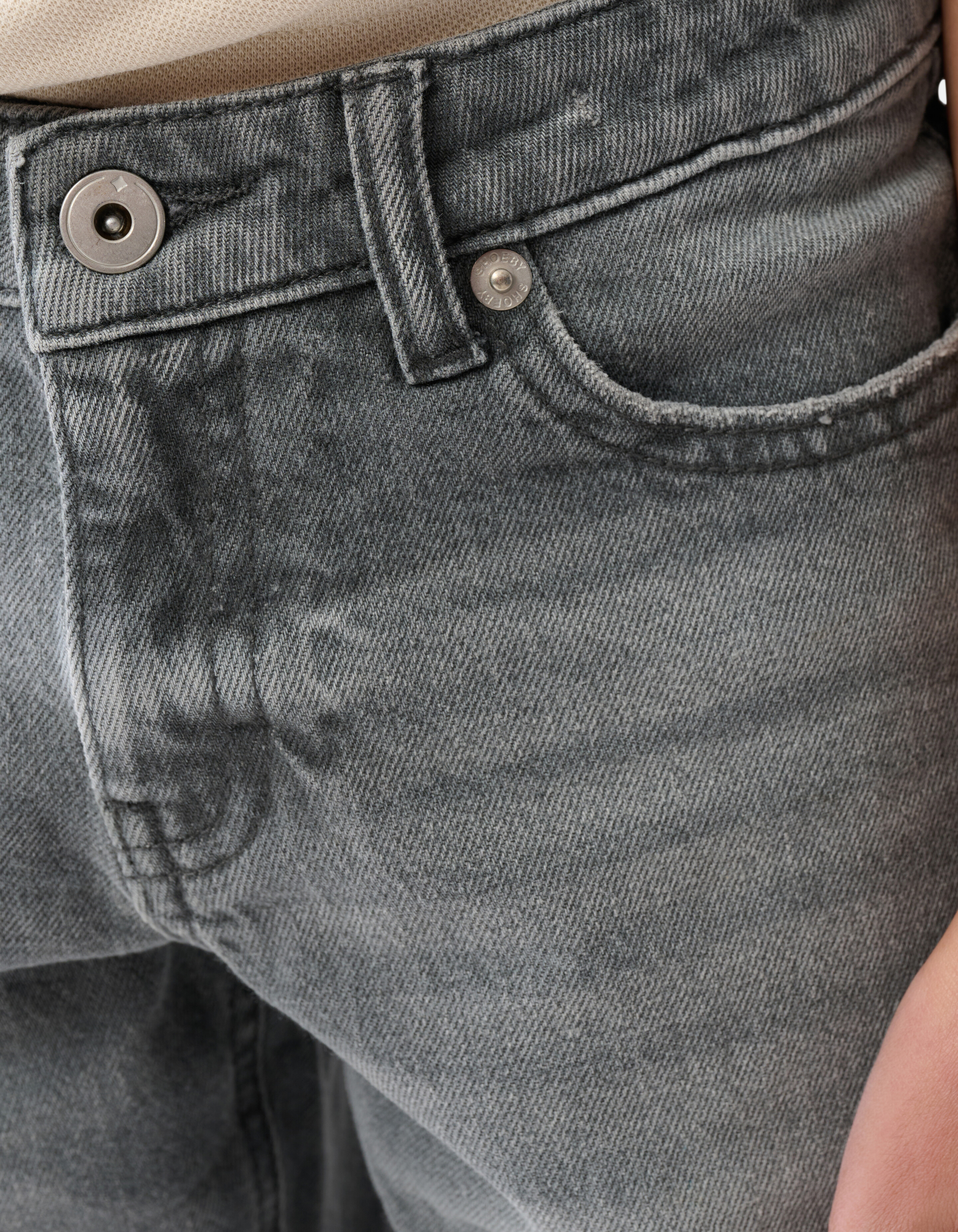 Straight Fit Denim Short Grijs SHOEBY BOYS