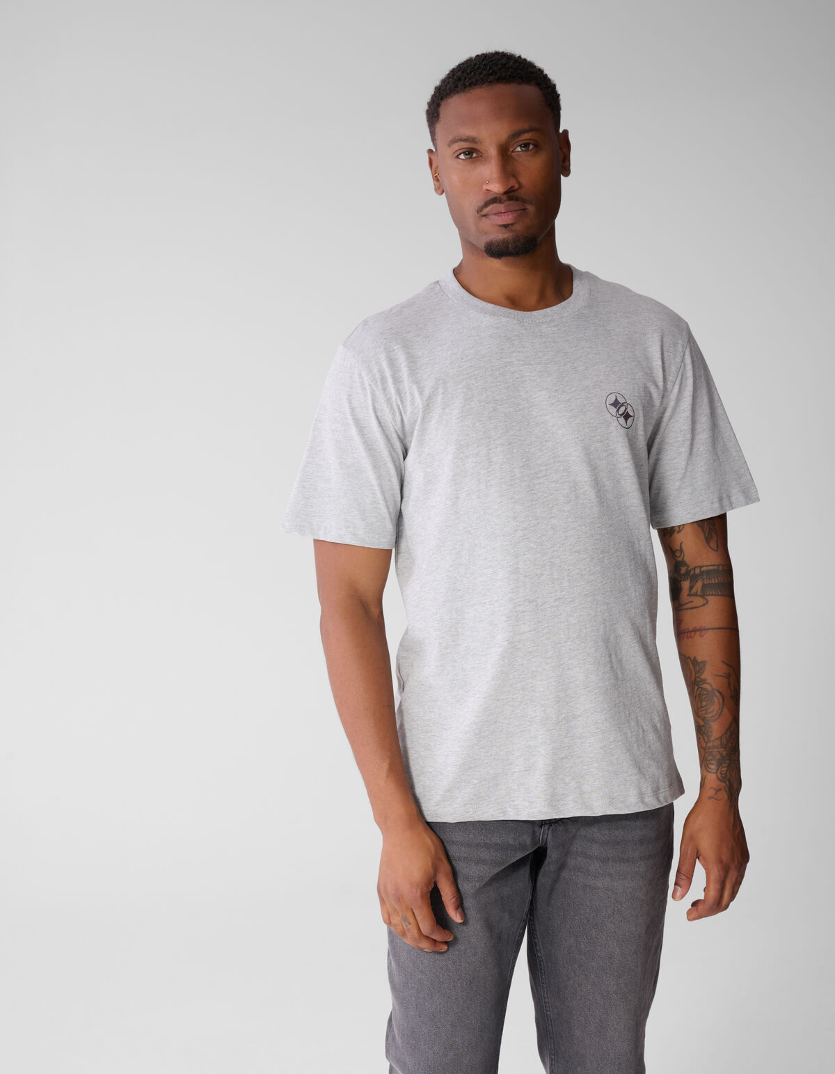 Diagonal T-shirt Lichtgrijs SHOEBY MEN