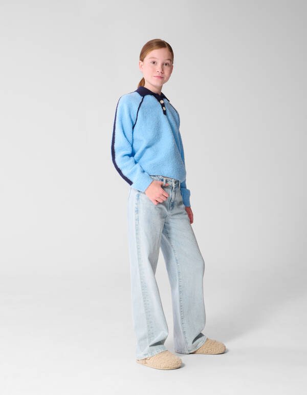 Gebreide Raglan Polo Lichtblauw SHOEBY GIRLS