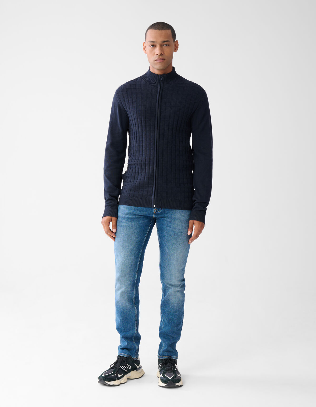 Structuur Zip Vest Donkerblauw SHOEBY MEN