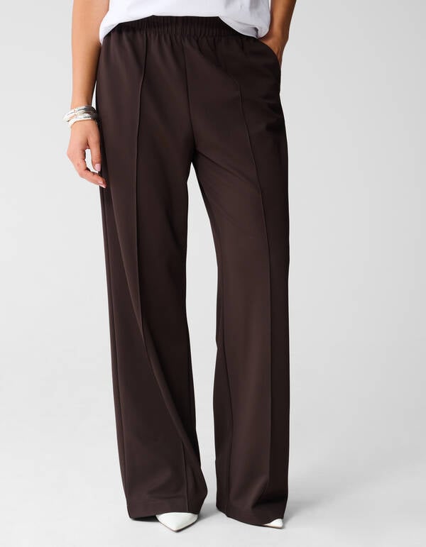 Basis Wide Leg Broek Donkerbruin SHOEBY WOMEN