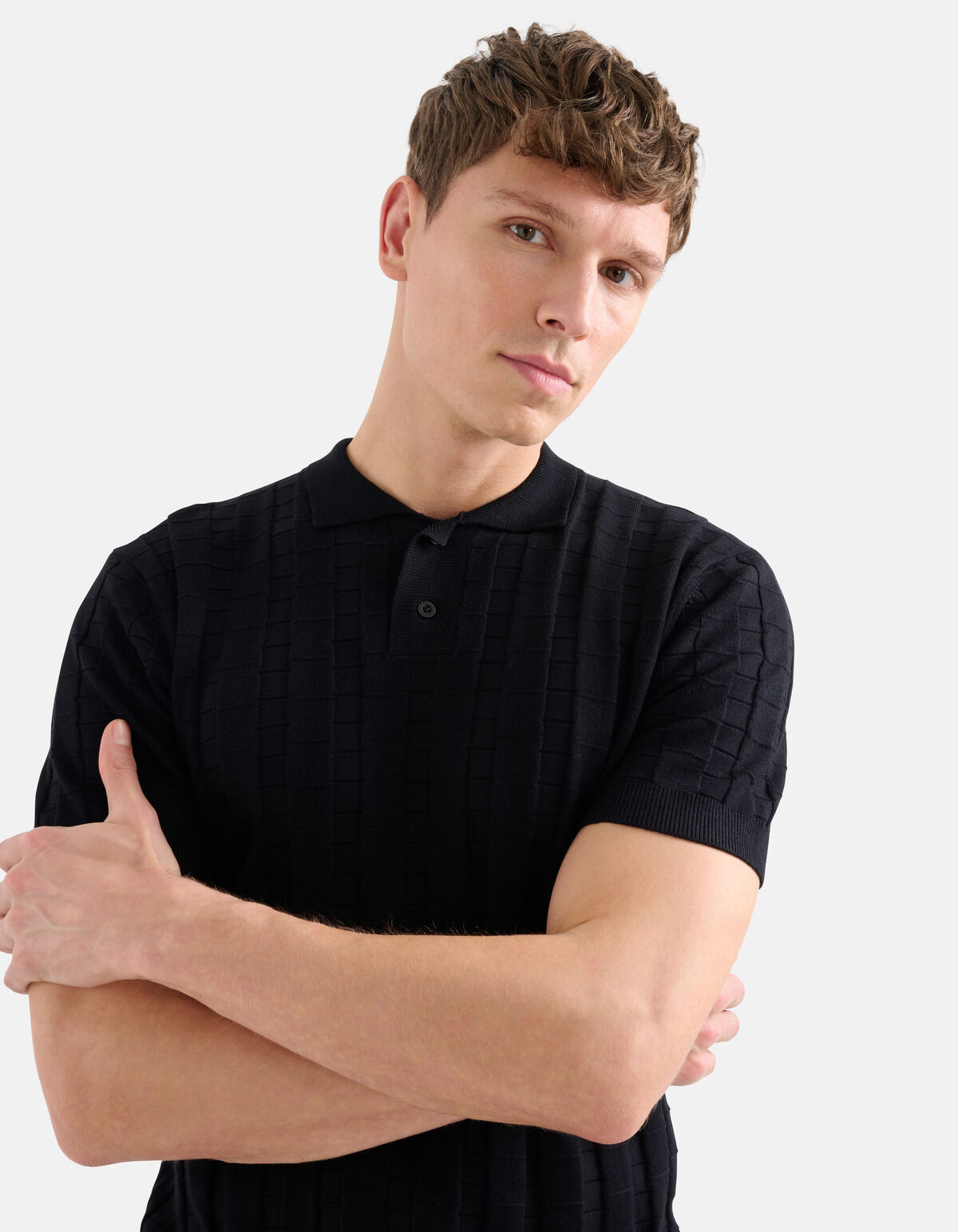 Blok Structuur Polo Zwart SHOEBY MEN