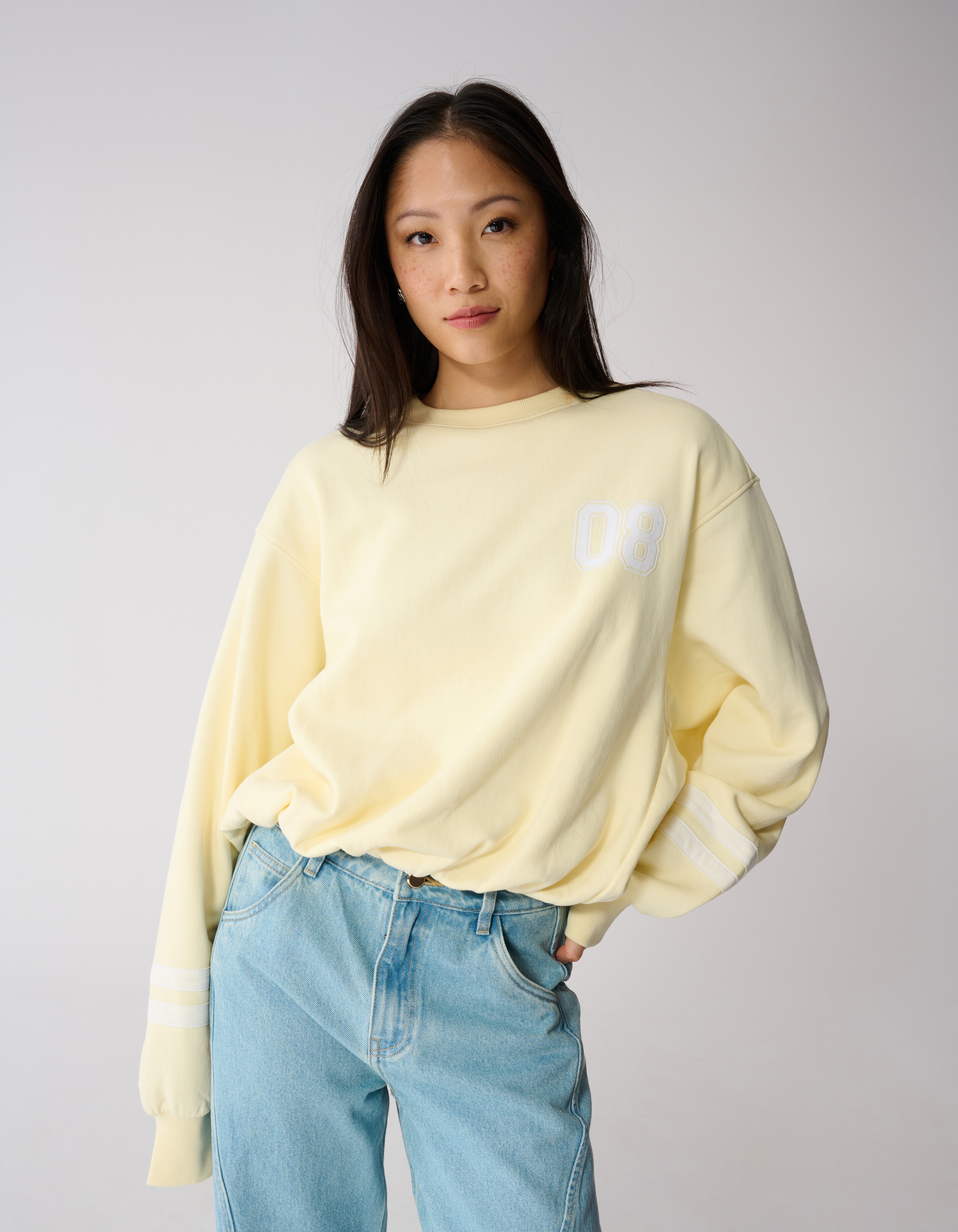 Varsity Cord Sweater Lichtgeel SHOEBY WOMEN