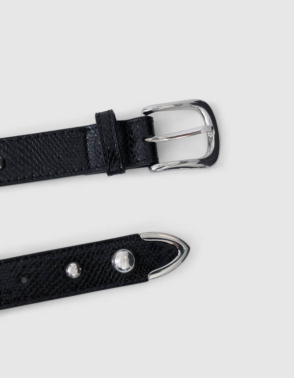 Studs Croco Belt Zwart SHOEBY ACCESSOIRES