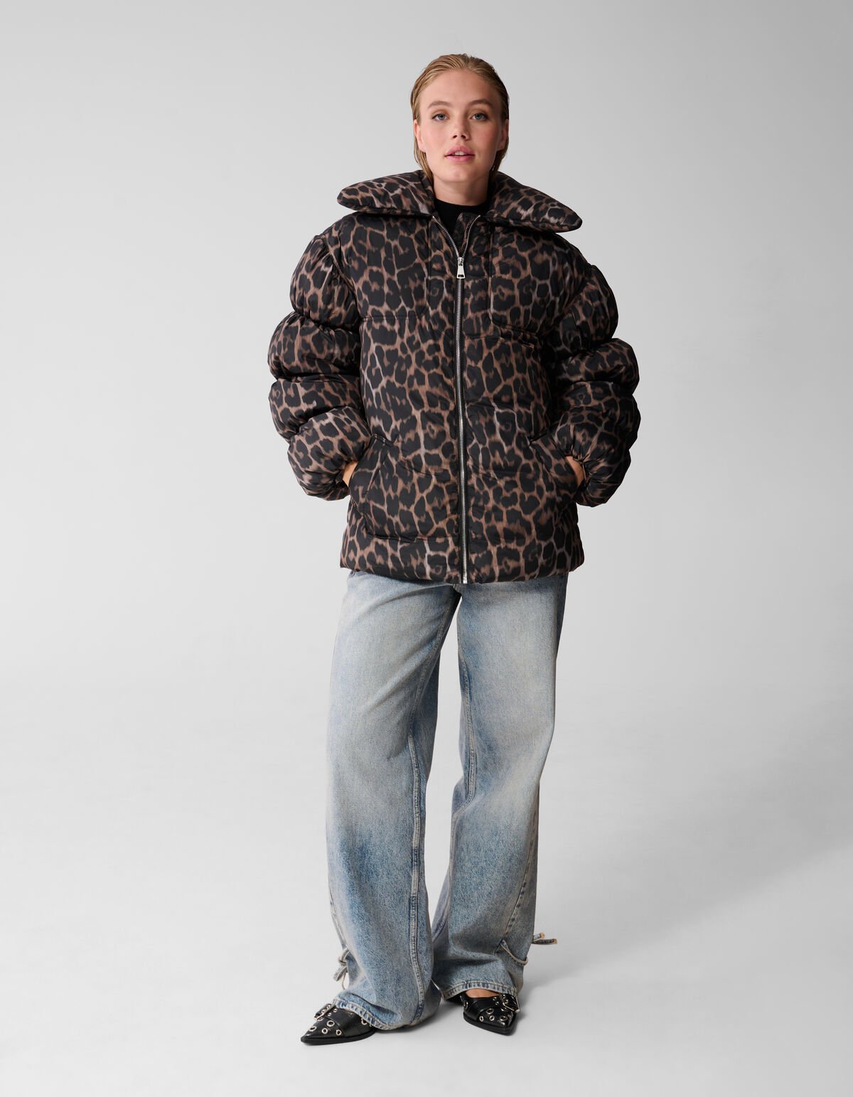 Leopard Puffer Jas Bruin SHOEBY WOMEN