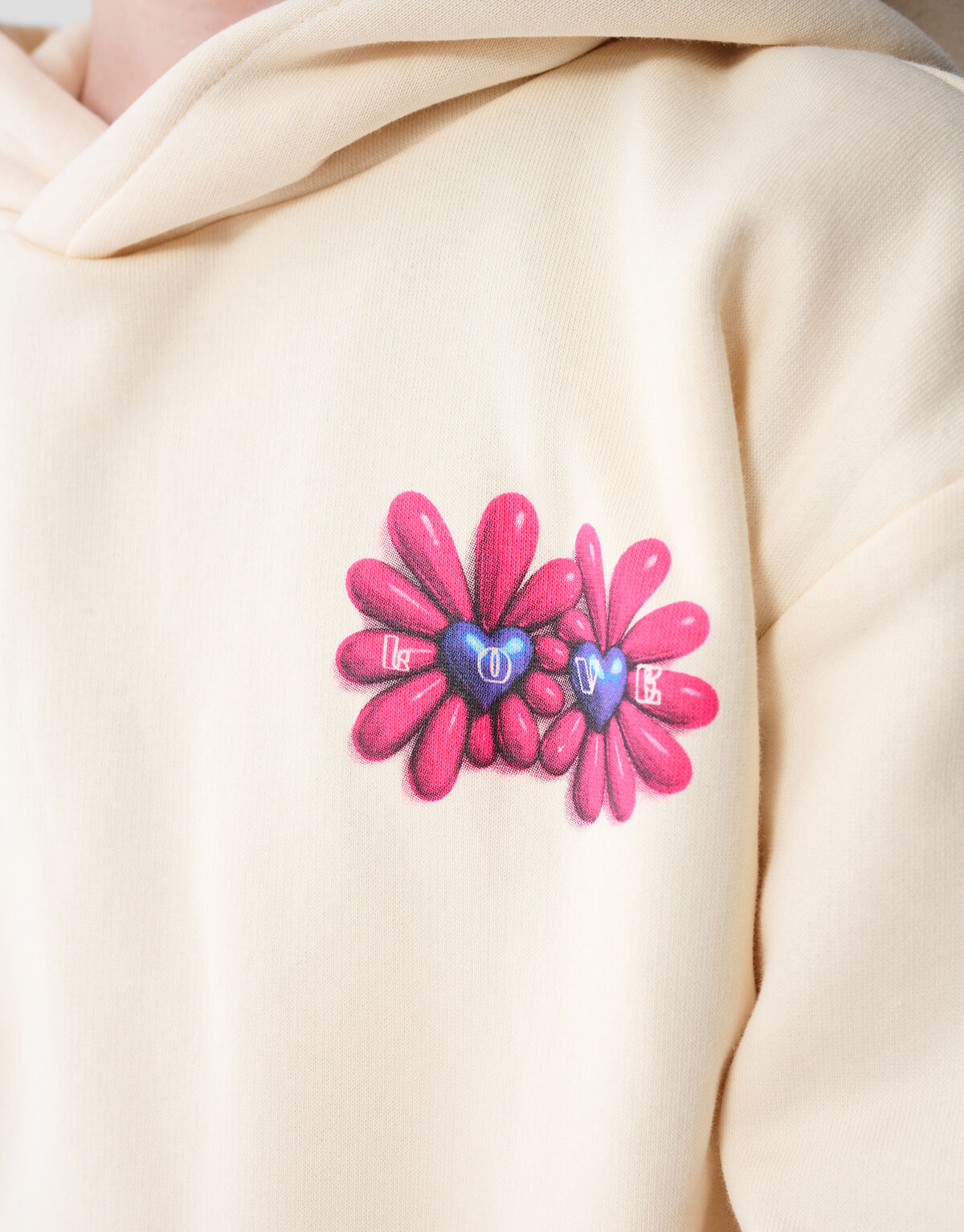 Flower Artwork Hoodie Gebroken Wit SHOEBY GIRLS