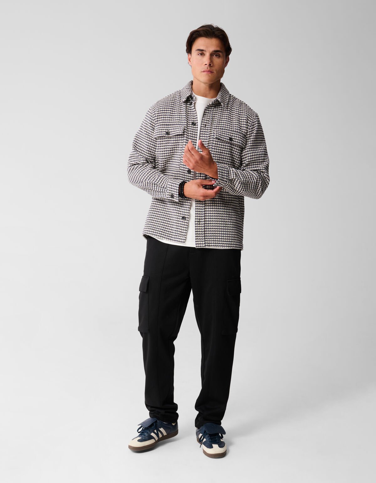 Pied De Poule Overshirt Zand SHOEBY MEN