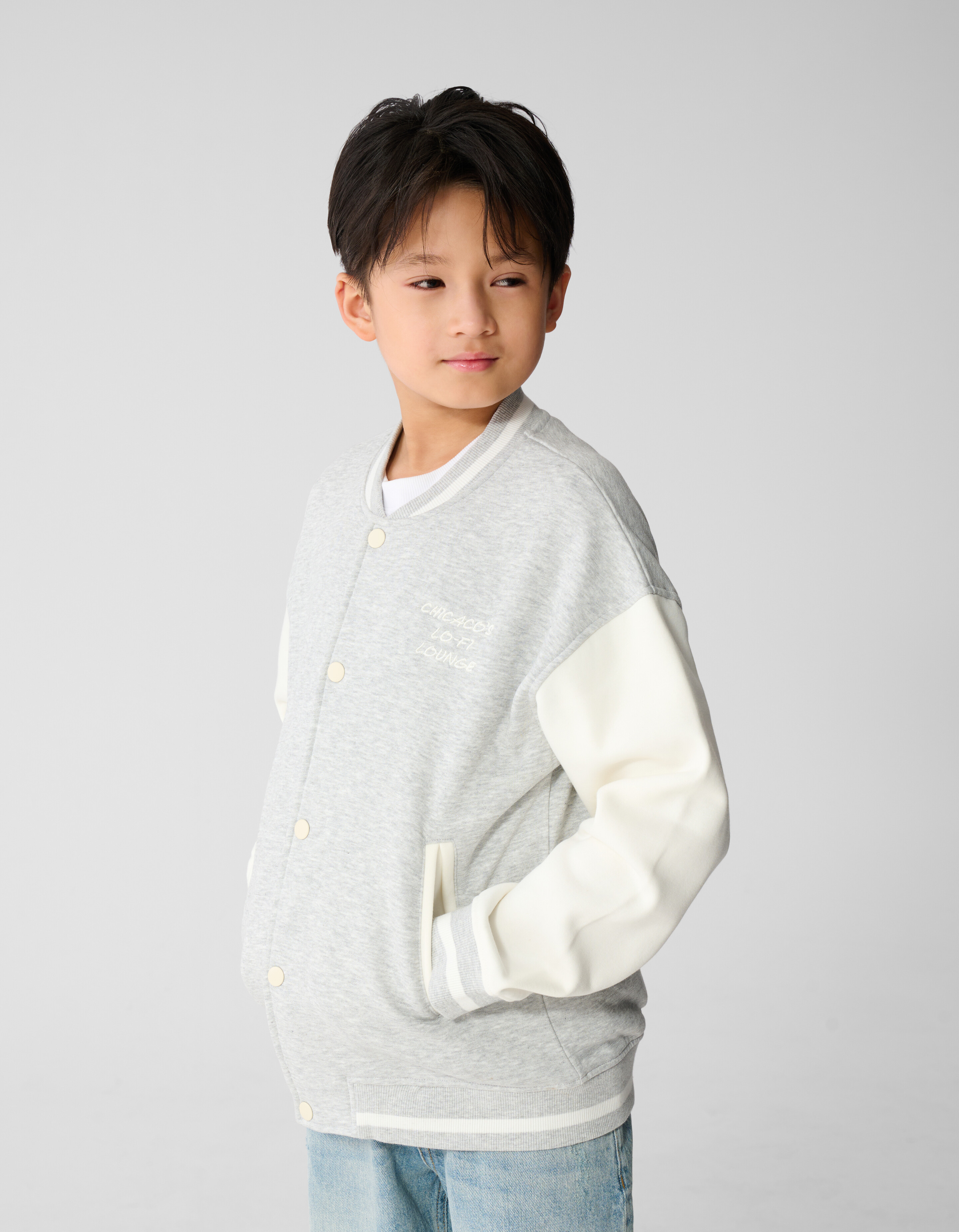 Varsity Bomber Sweat Jack Lichtgrijs SHOEBY BOYS