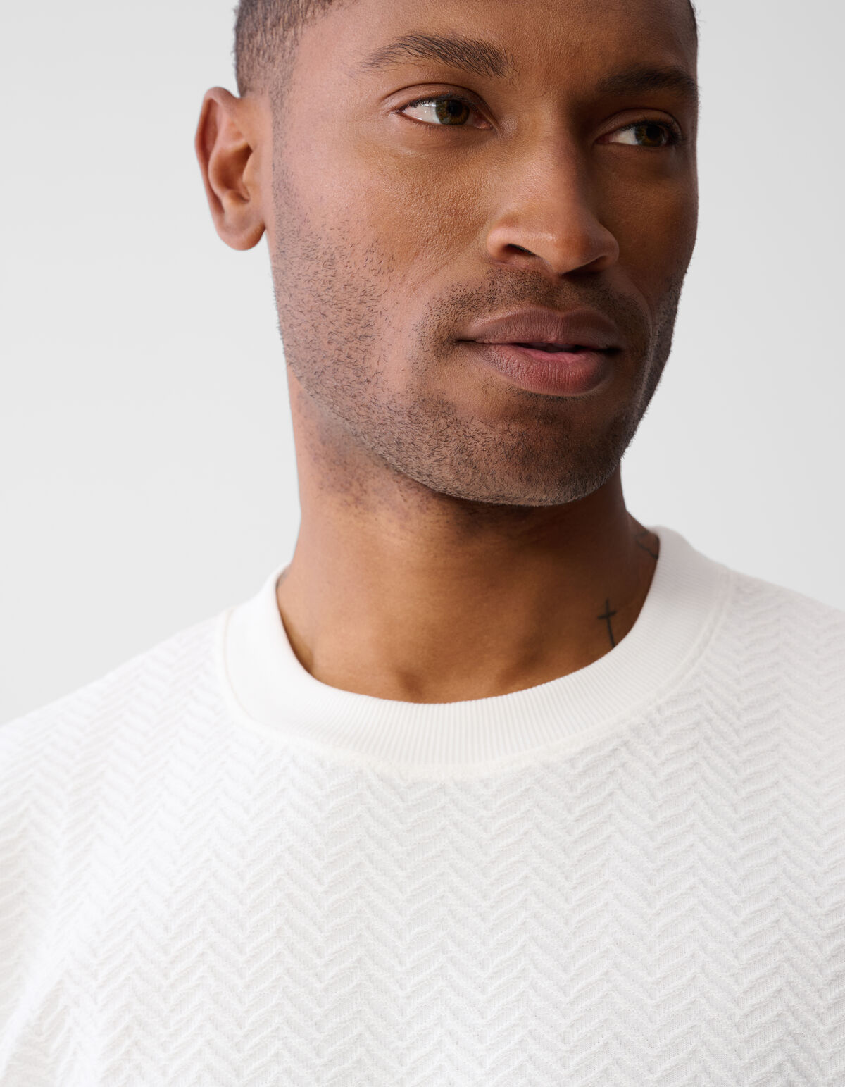 Structuur Jacquard T-shirt Gebroken Wit SHOEBY MEN