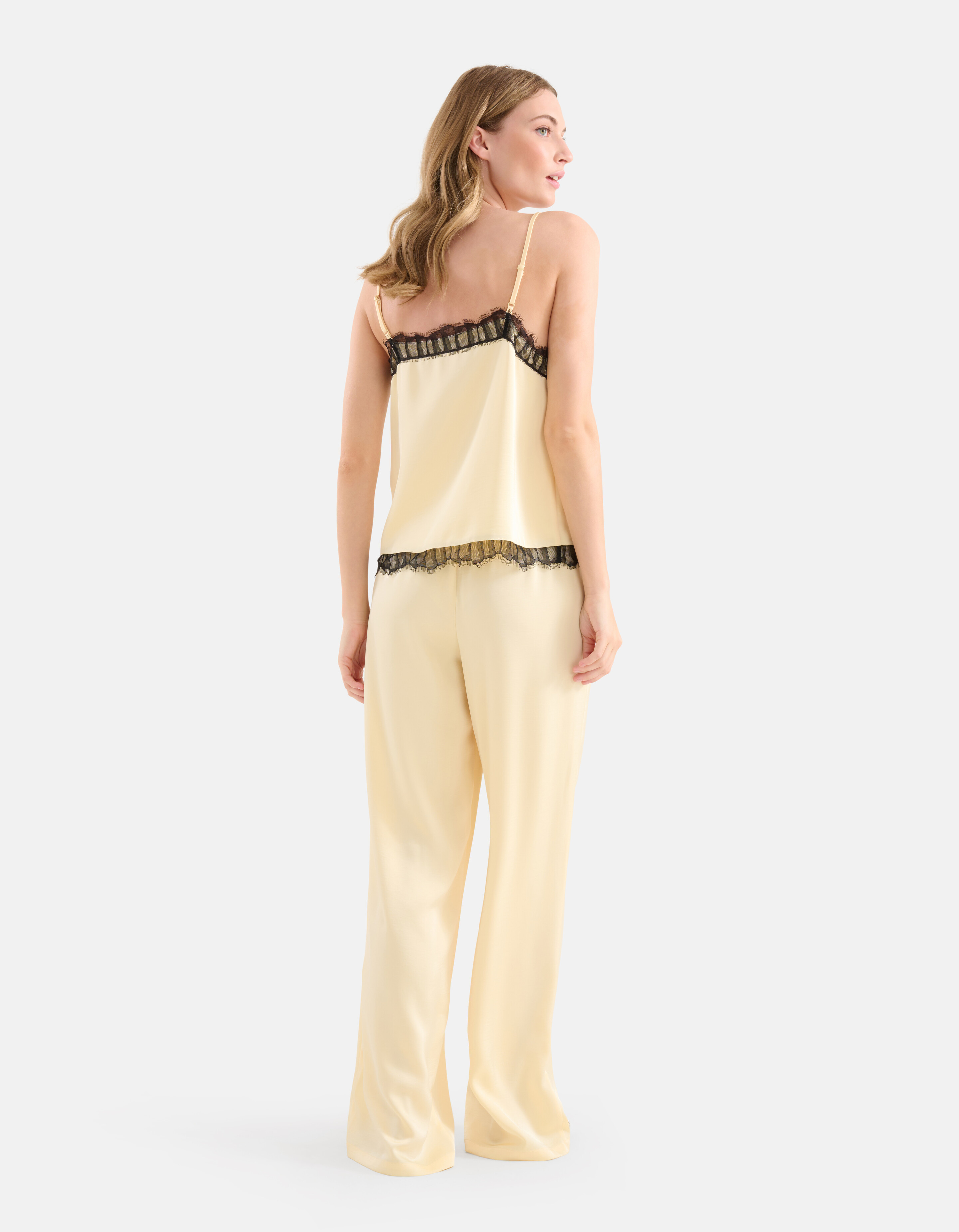 Kanten Satijnen Singlet Lichtgeel SHOEBY WOMEN