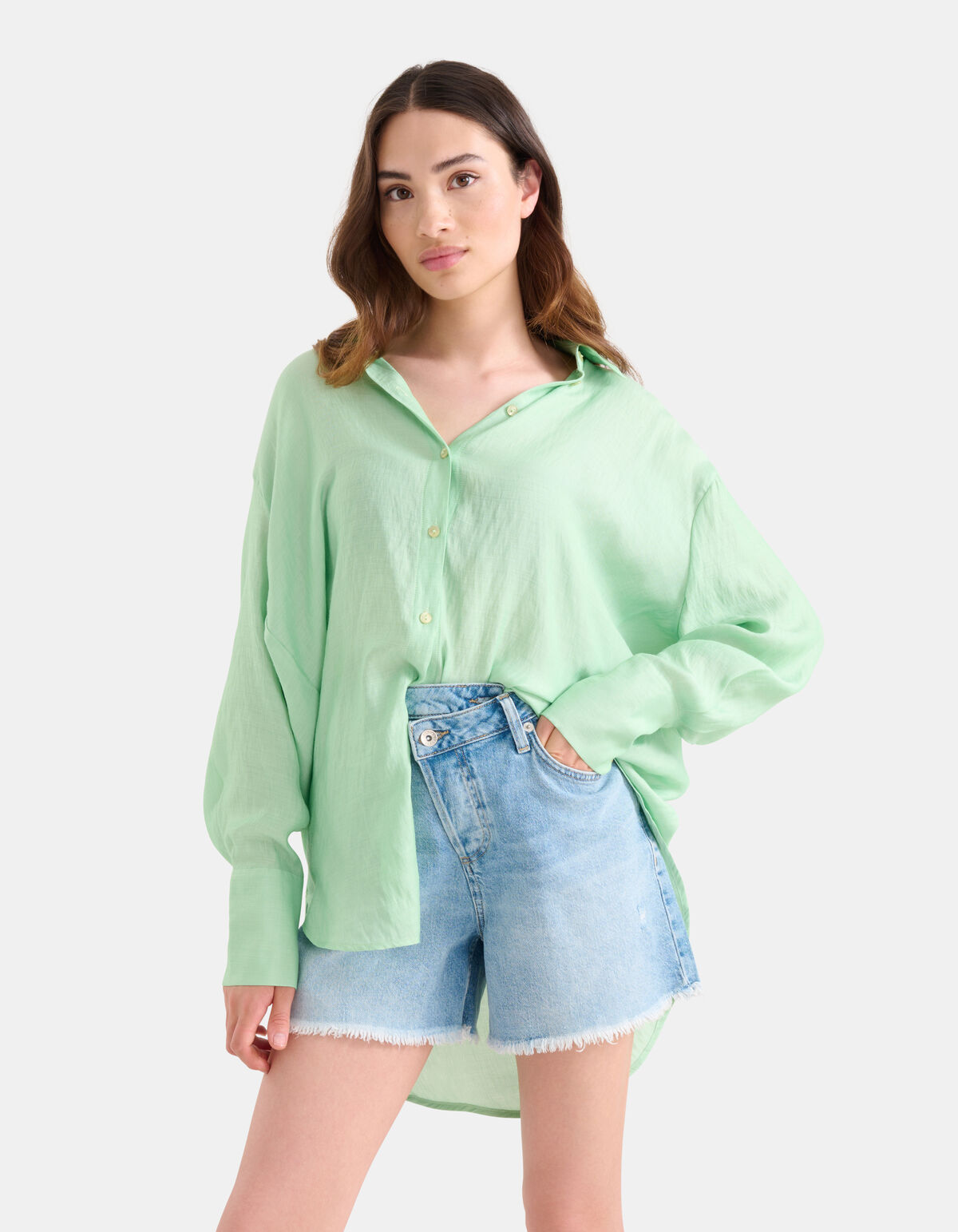 Washed Blouse Jurk Groen SHOEBY WOMEN