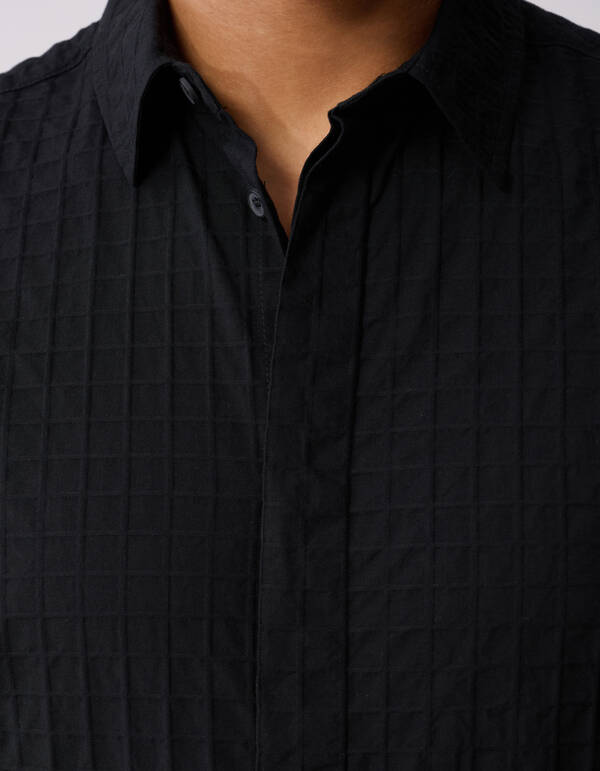 Cube Structuur Overhemd Zwart SHOEBY MEN