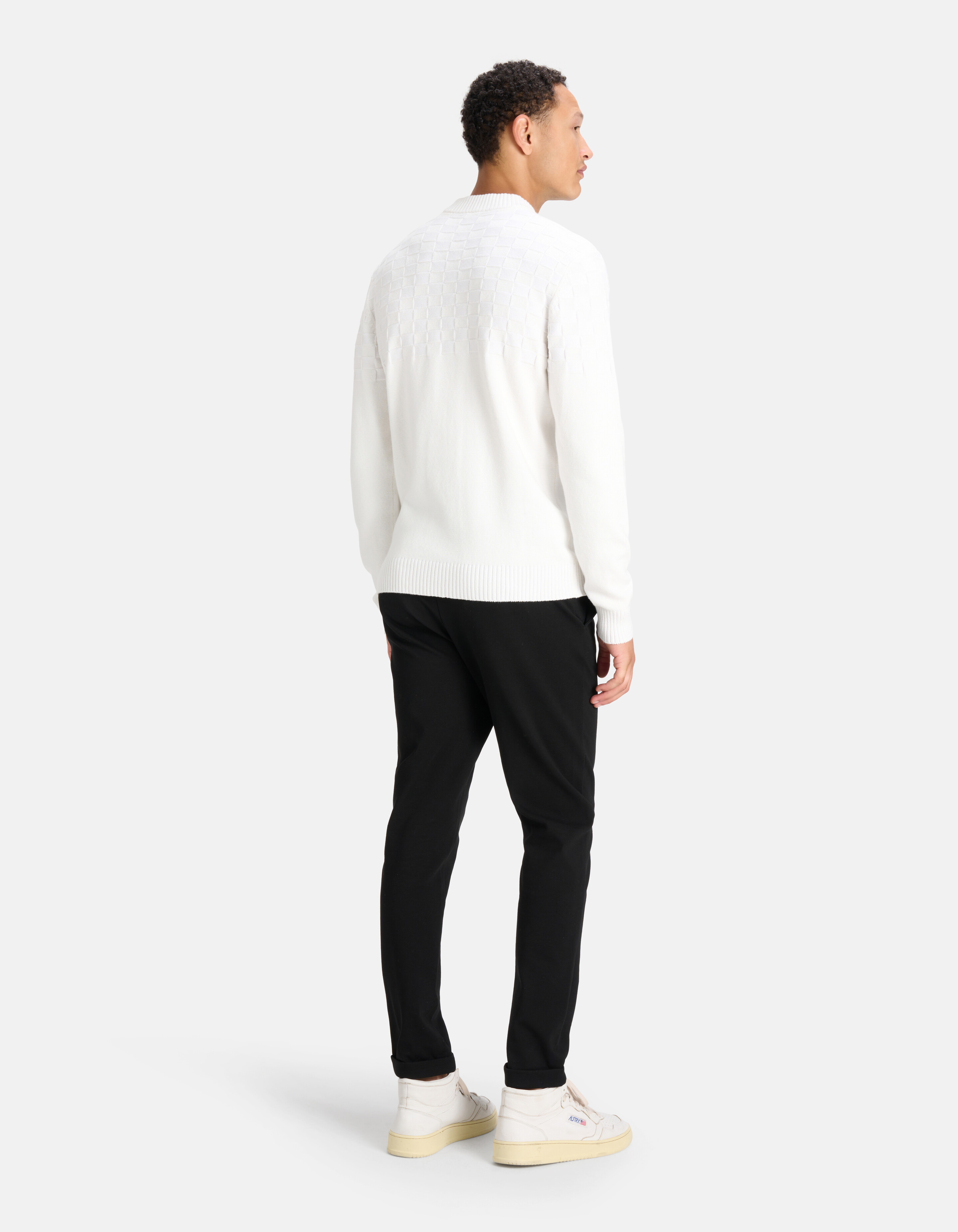 Geblokte Trui Wit SHOEBY MEN