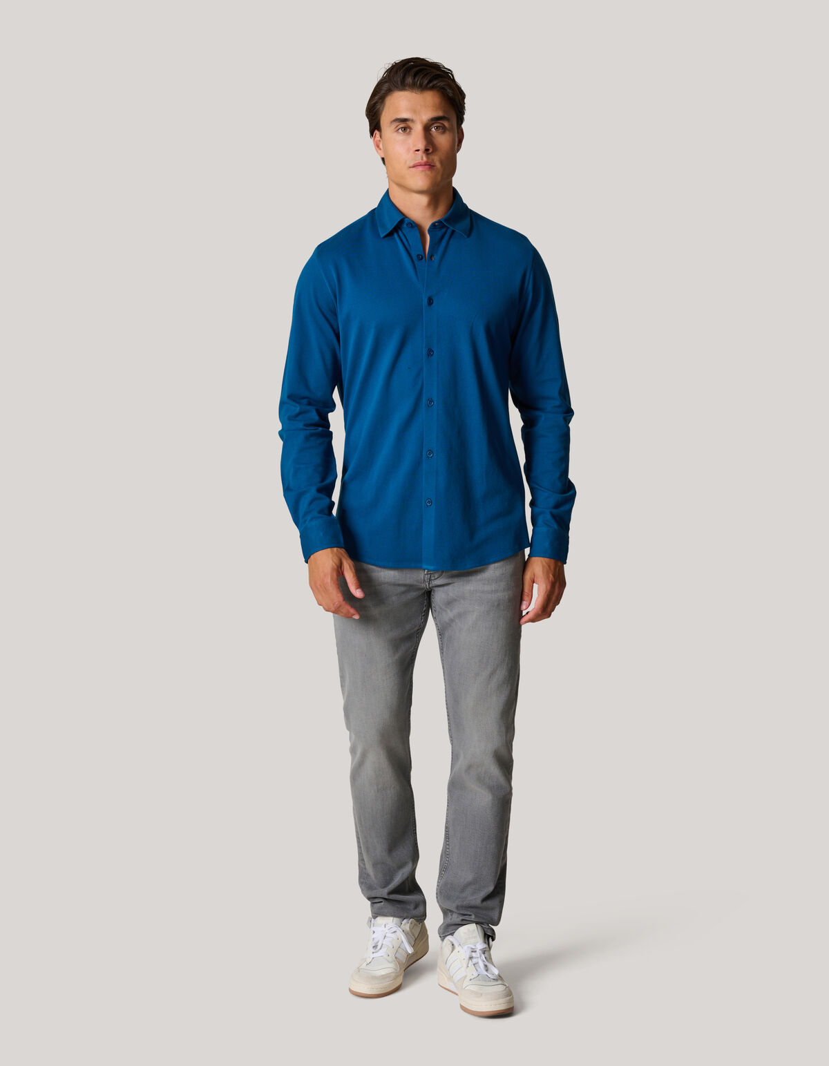 Pique Jersey Overhemd Blauw SHOEBY MEN