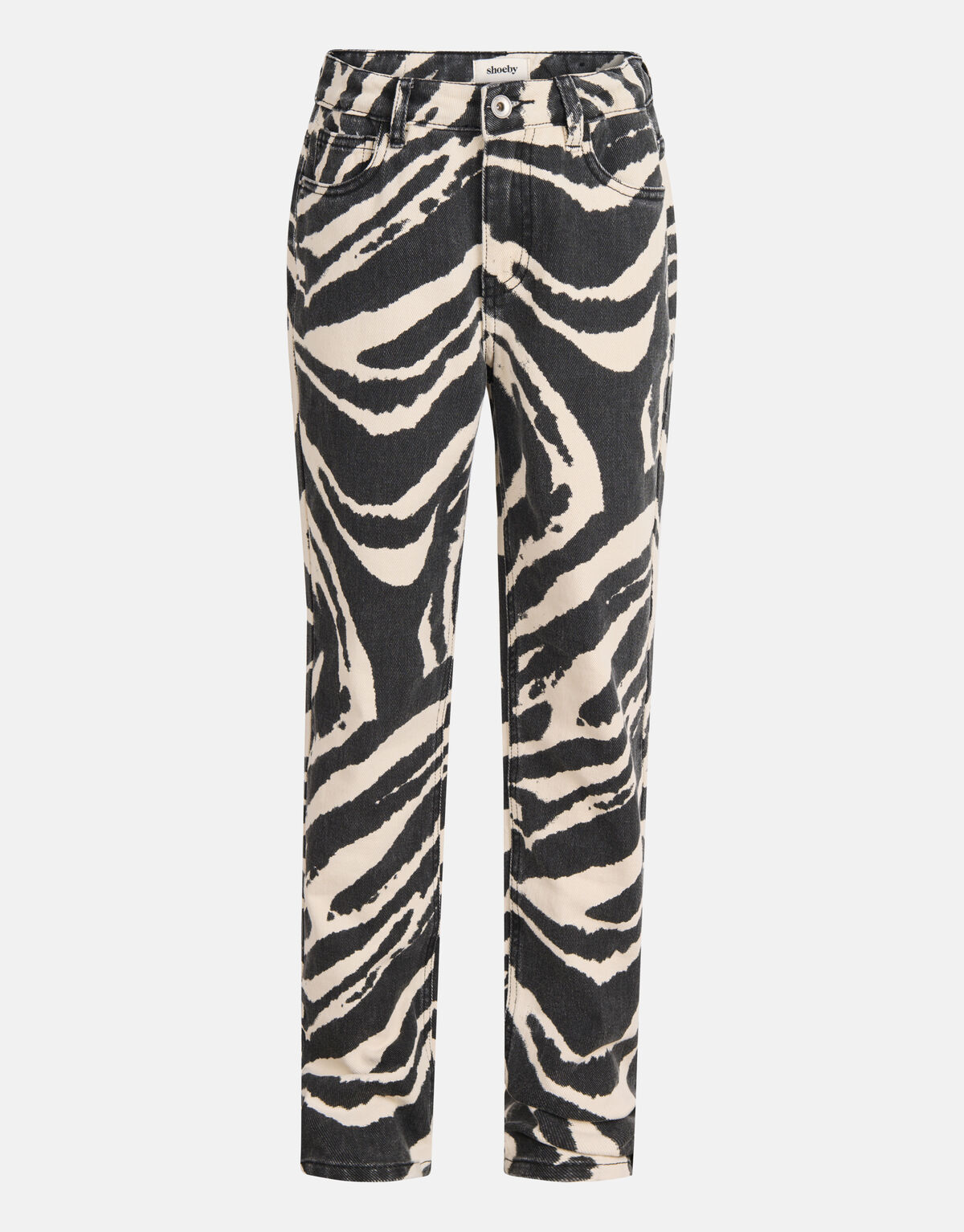 Printed Straight Denim Jeans Zwart SHOEBY GIRLS